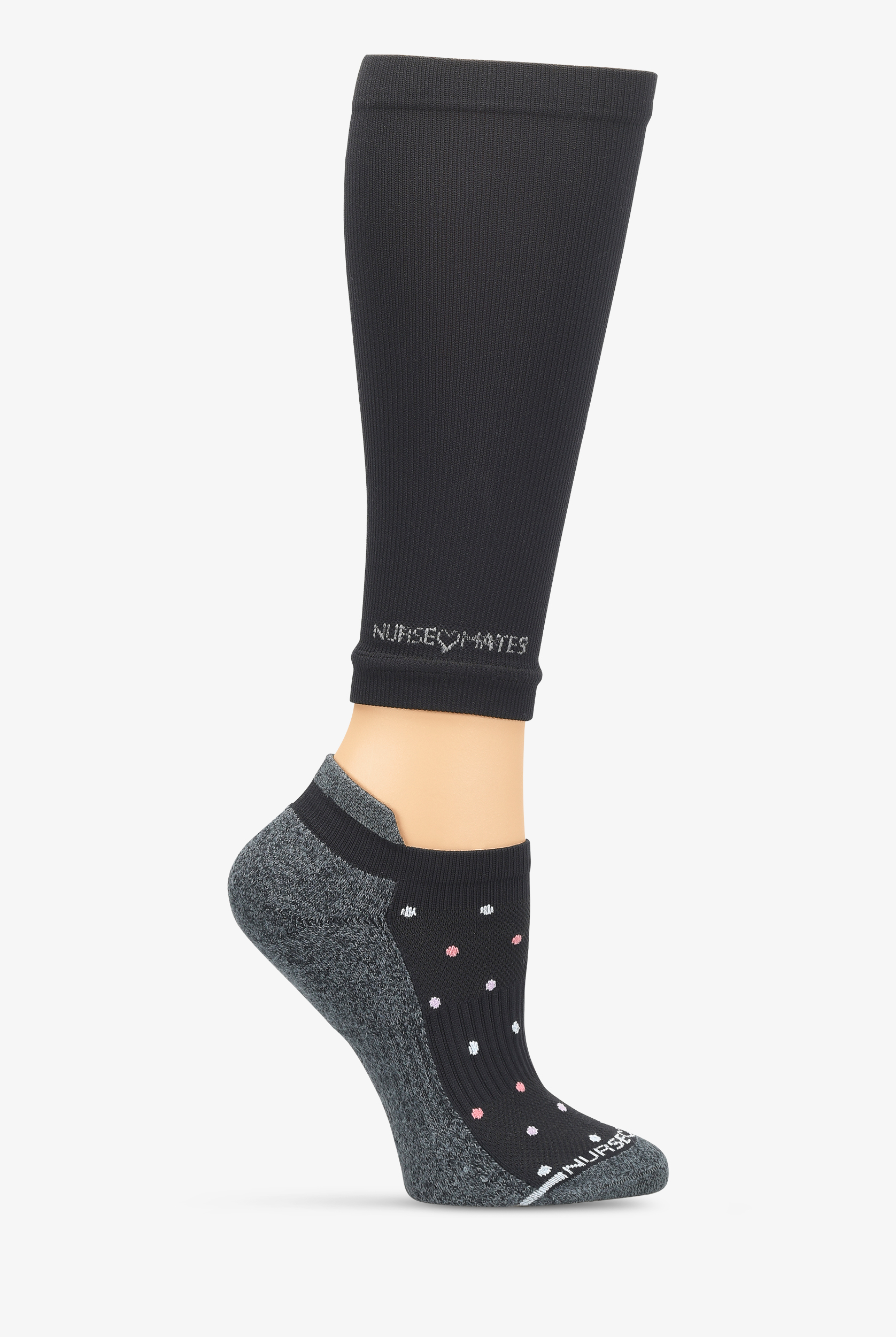 Nurse Mates Women's No-Show Compression Duo 12-14 mmHg Light Compression Leg Sleeve and Anklet Set