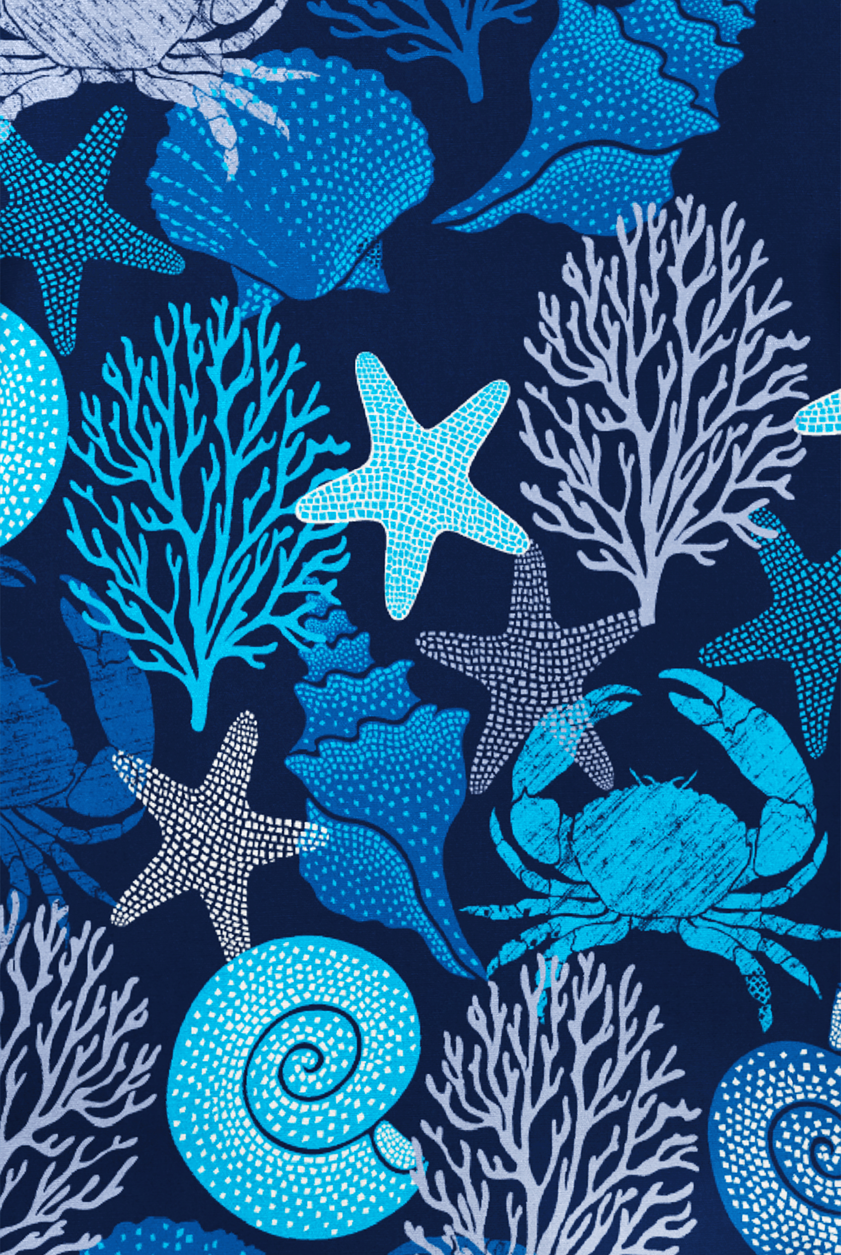 Butter-Soft Originals Beach Day Navy Women's 6-Pocket Scallop Neck Print Scrub Top