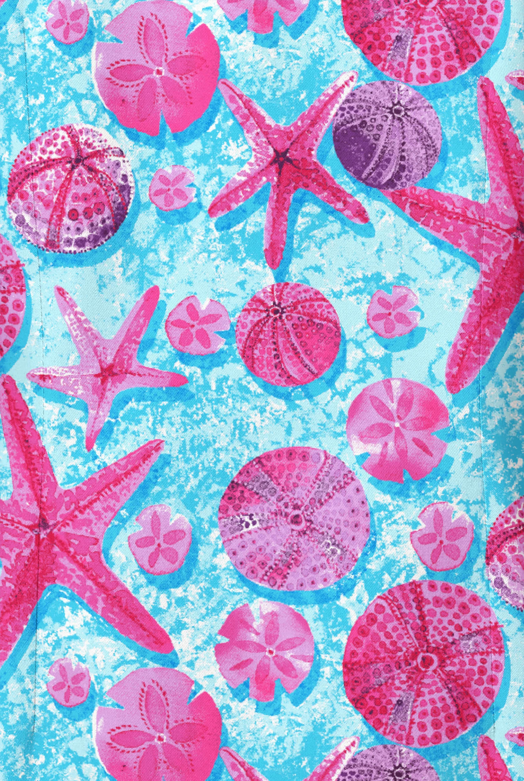 Chaqueta médica estampada Butter-Soft STRETCH Crystal Reef con botones a presión y 3 bolsillos para mujer