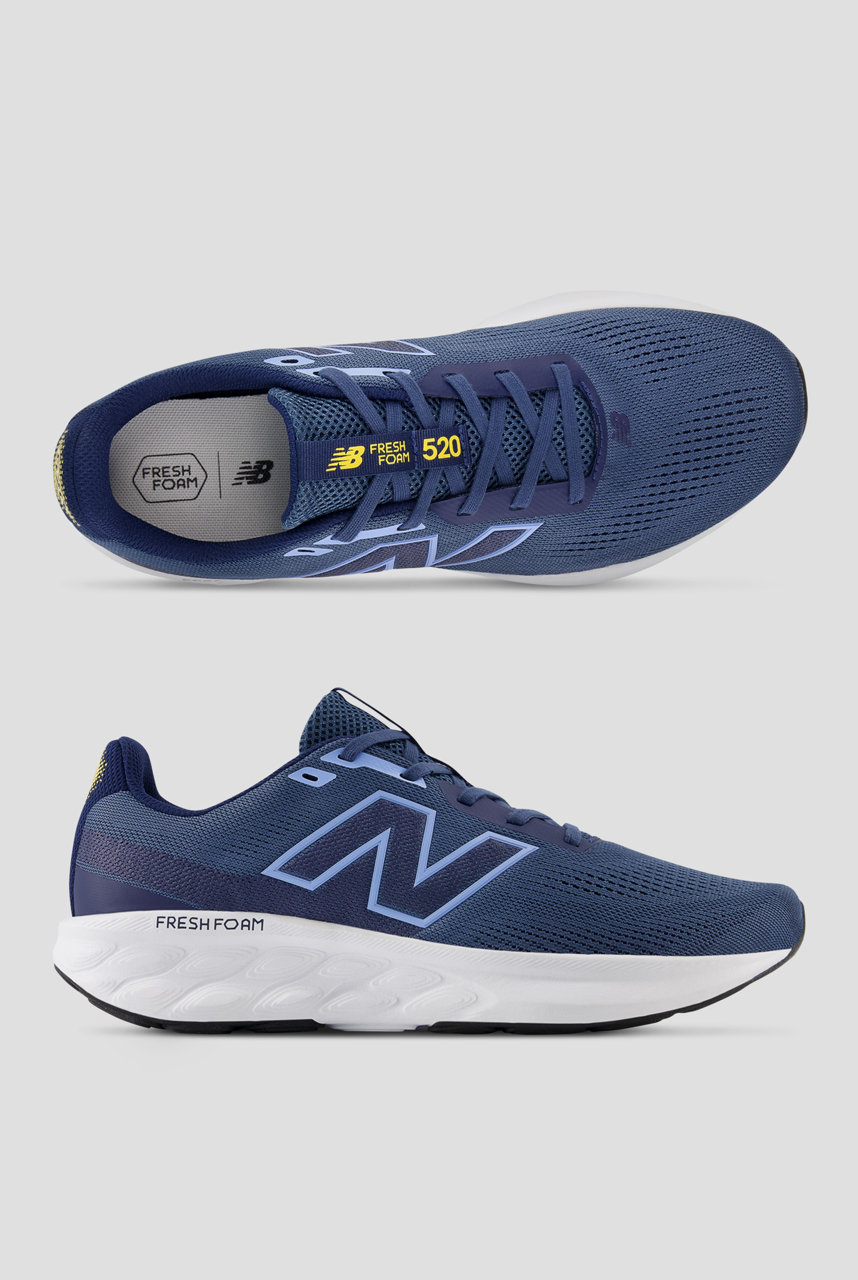 New Balance Men's Fresh Foam 520 Vintage Indigo Navy Electric Sky Athletic Lace Up Shoes