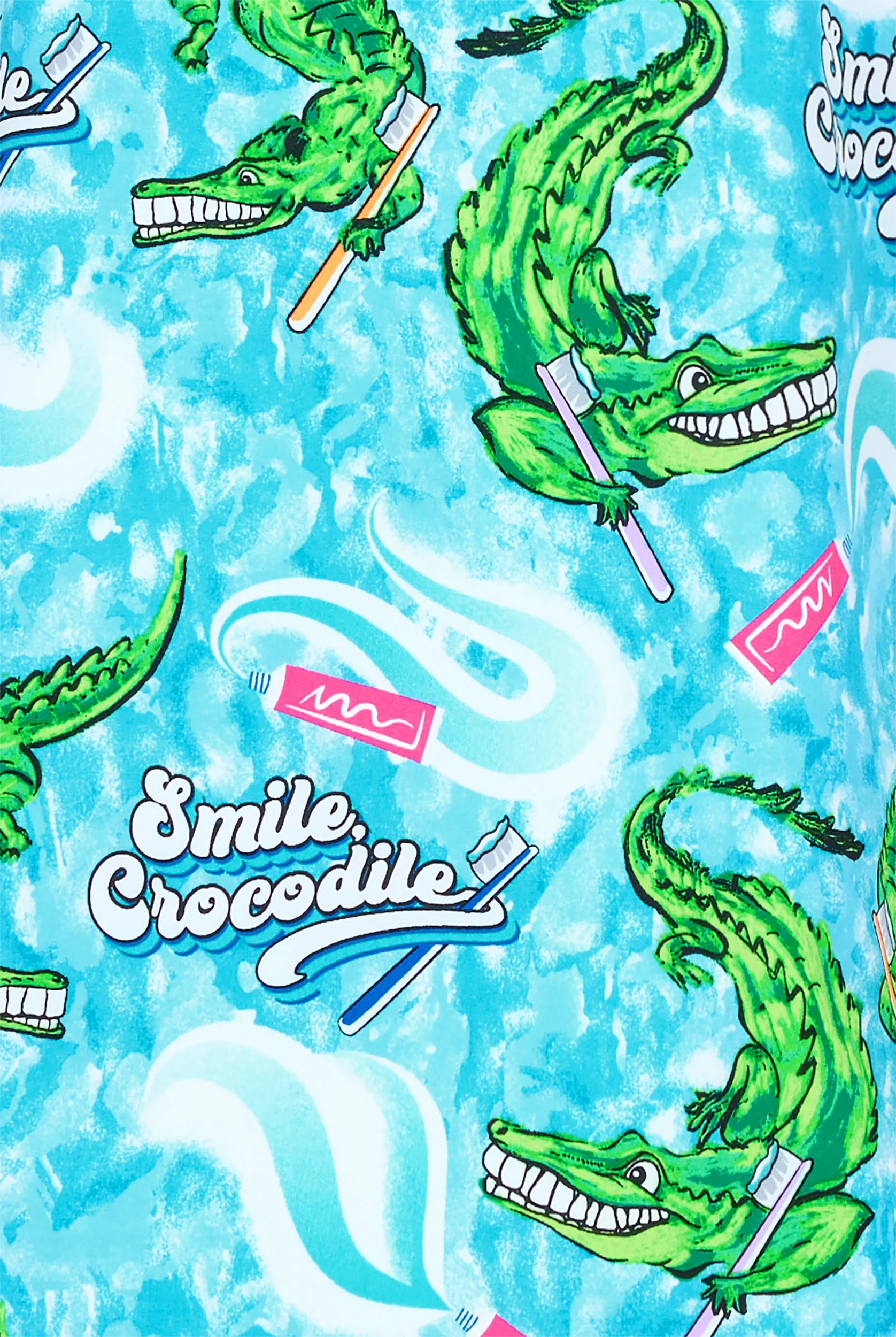 Cherokee Smile Crocodile Women's 2-Pocket STRETCH V-Neck Print Scrub Top