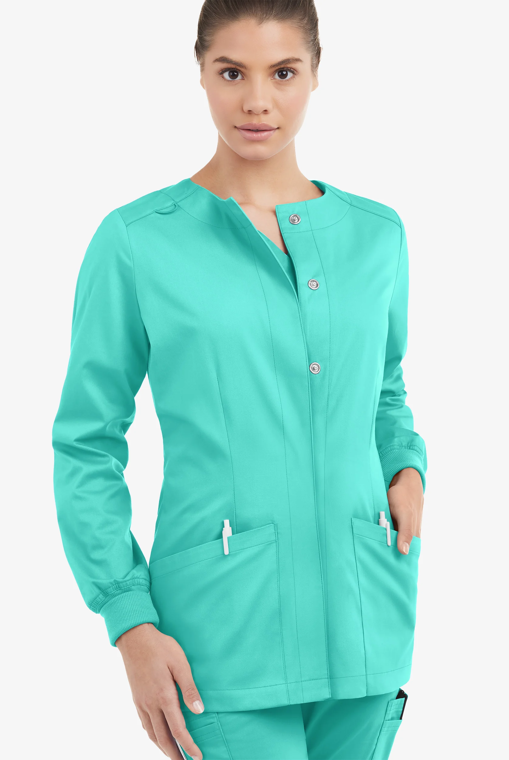 Butter-Soft STRETCH Women's 2-Pocket Long Sleeve Snap Front Scrub Jacket