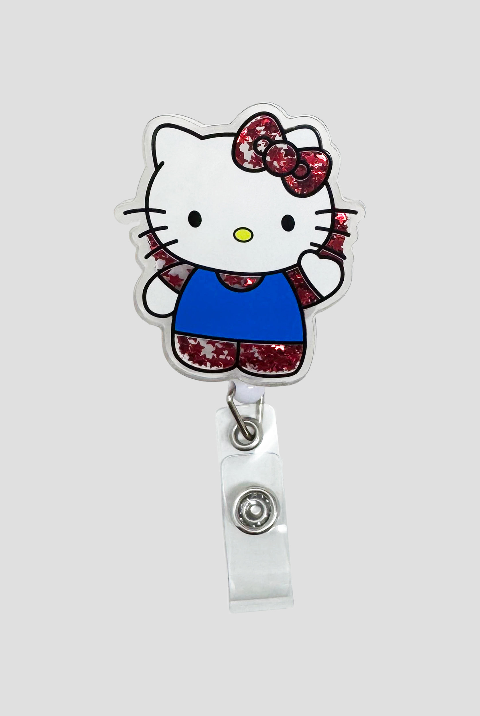Porta credenciales Cutieful Blue Shirt Hello Kitty estilo sonajero