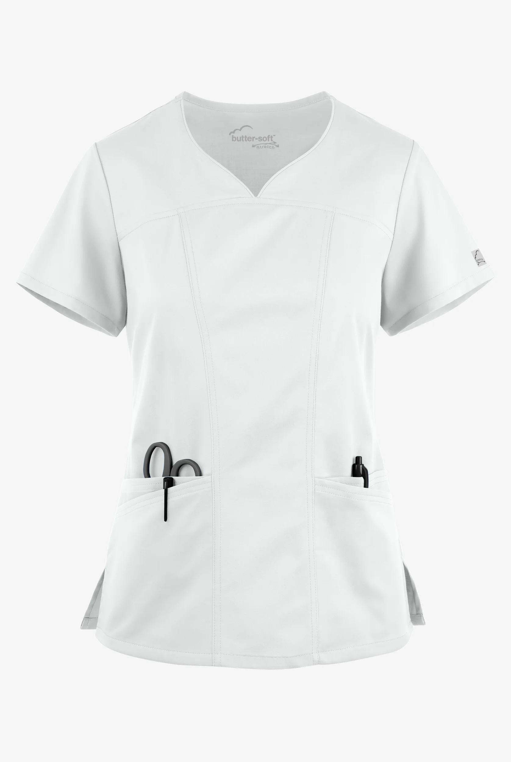 Butter-Soft STRETCH Women's 4-Pocket Sweetheart Neck Scrub Top