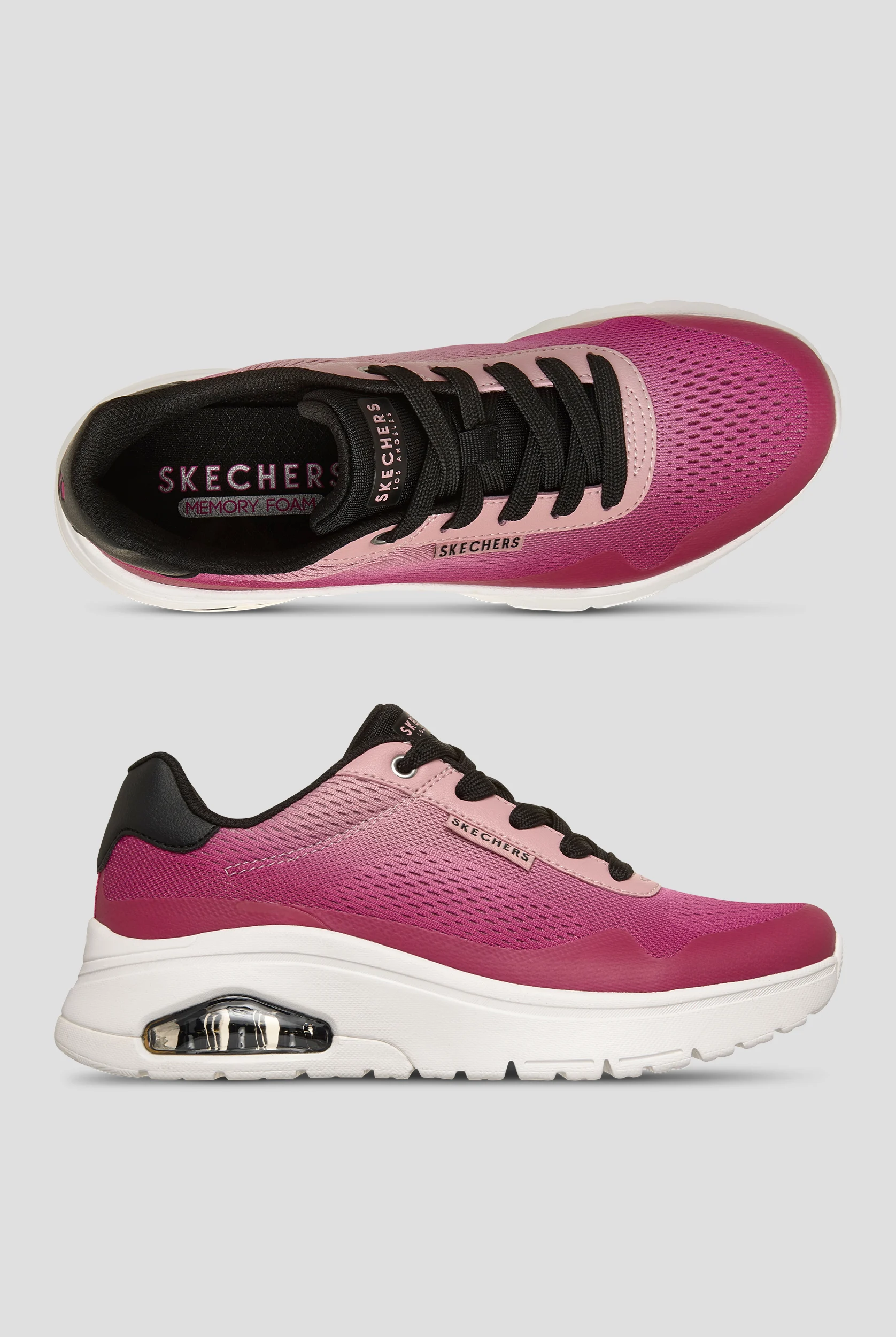 Skechers Street UNO FLEX -BLEND IN Pink Gradient Athletic Lace Up Shoes