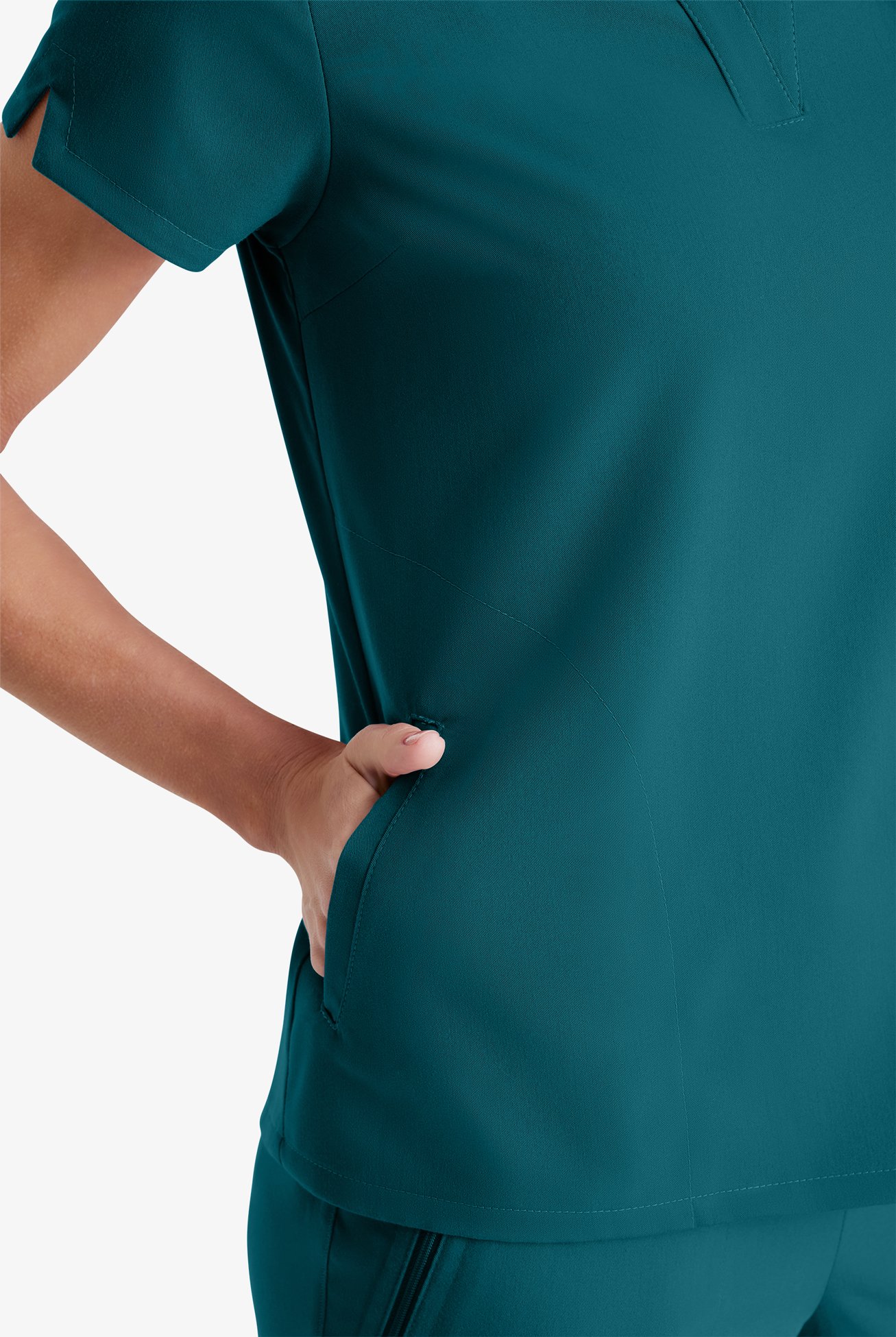 Grey's Anatomy by Barco Spandex STRETCH Avery Women's 2-Pocket Notch Sleeve V-Neck Scrub Top