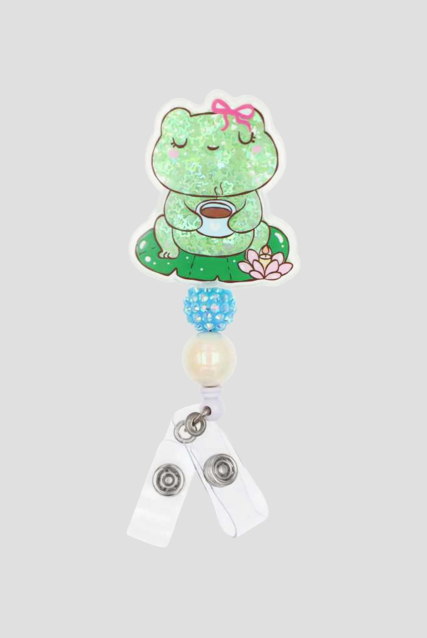 Outside the Box Shaker Zen Vibes Meditating Frog with Tea ID Badge Holder