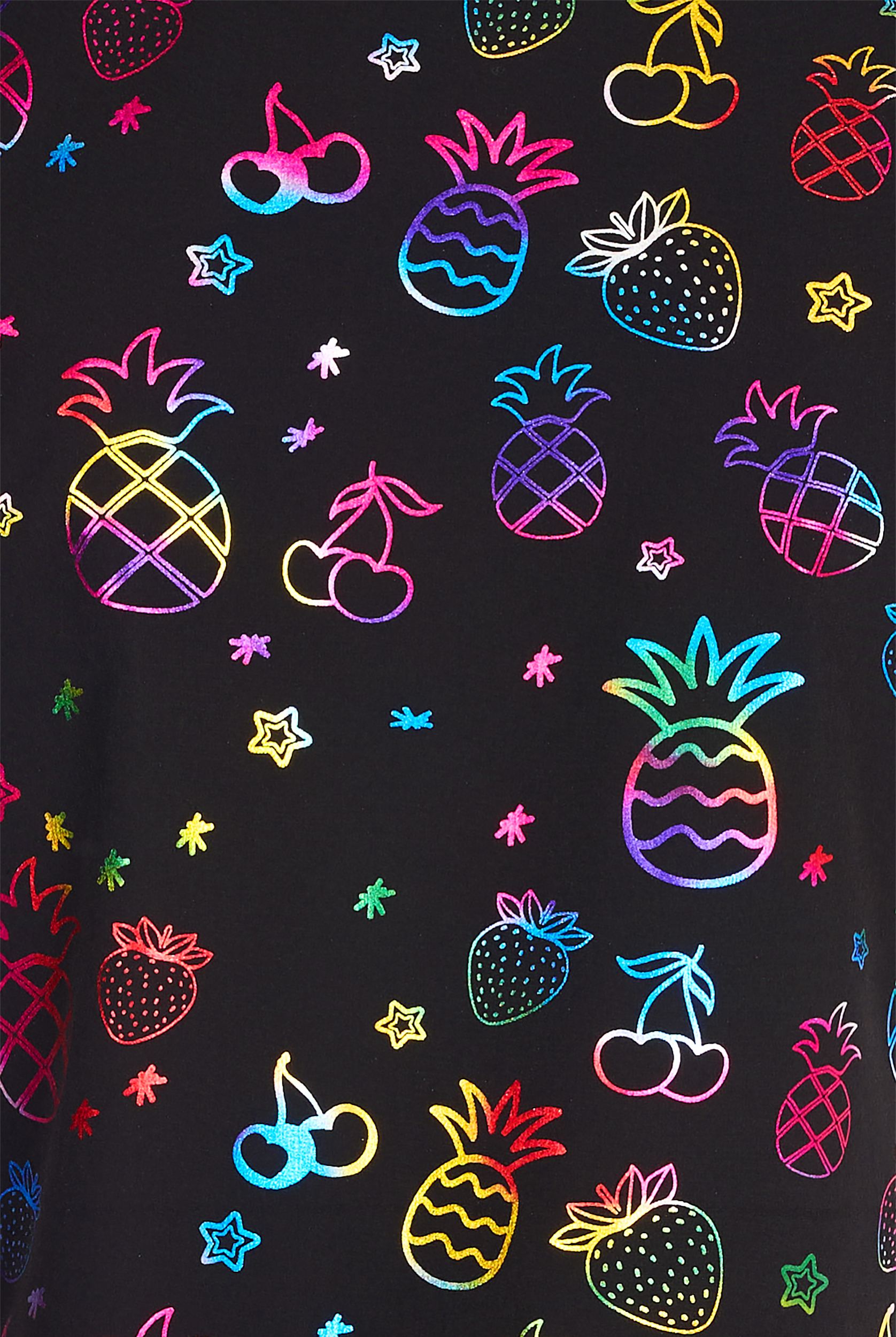 Green Town Foil Fruits Women's 3-Pocket STRETCH V-Neck Print Scrub Top