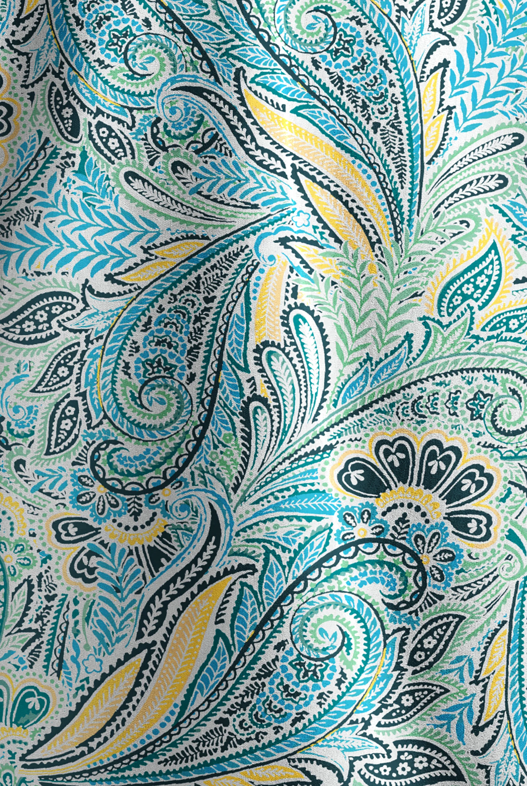 Butter-Soft STRETCH  White Vienna Paisley Women's 2-Pocket V-Neck Print Scrub Top