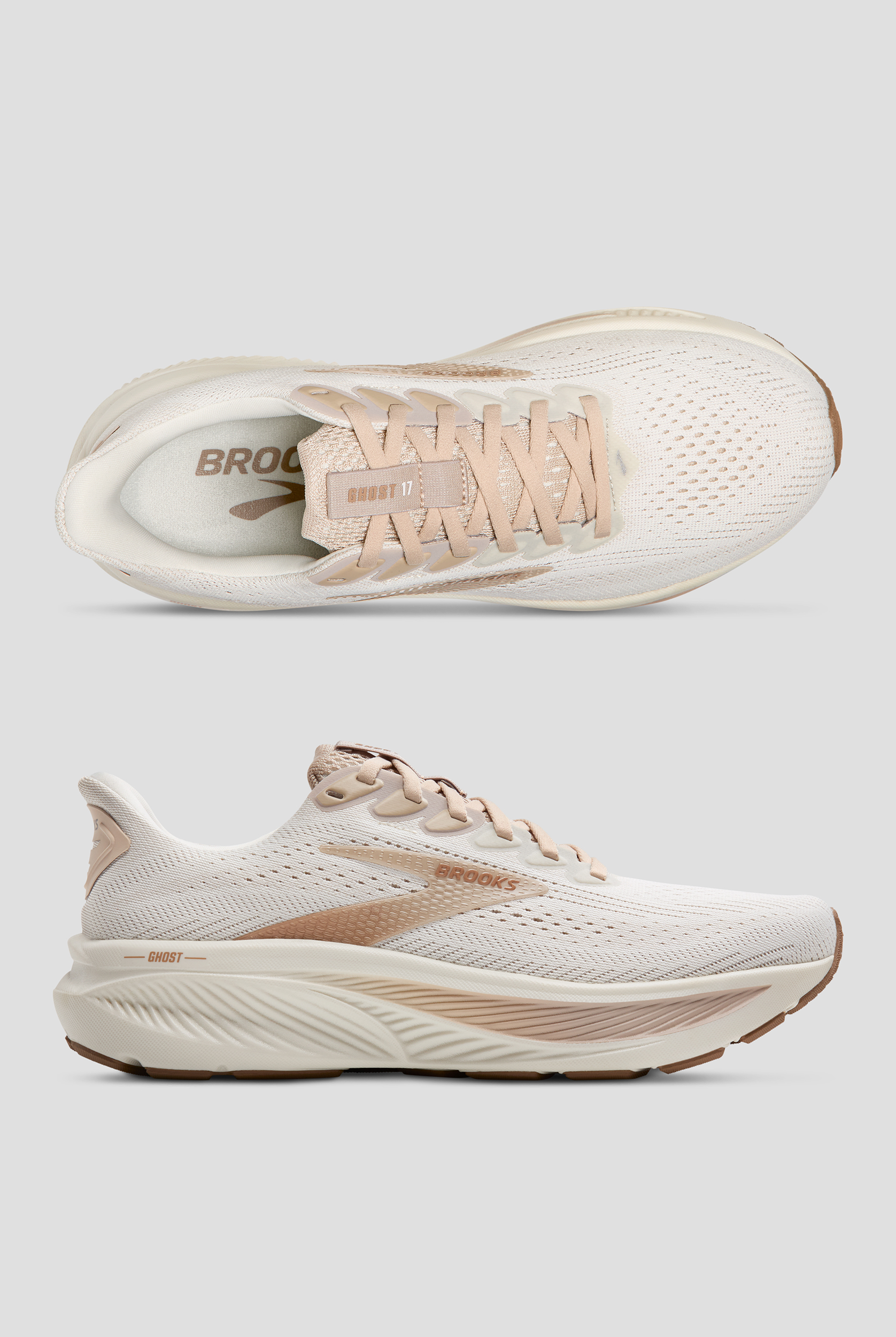 Zapatillas deportivas Brooks Ghost 17 Grey/Chateau Grey/Portabella con cordones para mujer