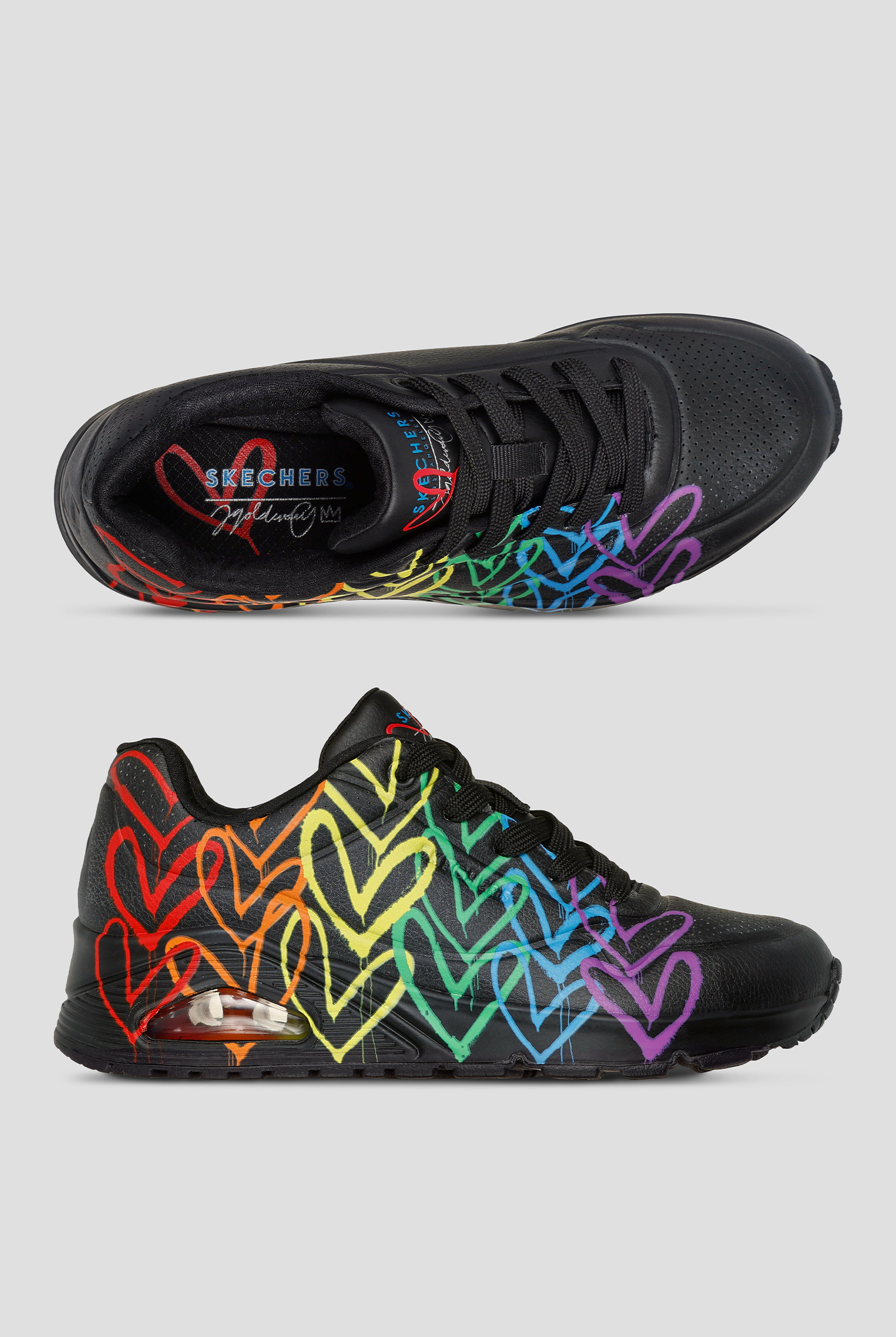 Skechers Street UNO - Full Of Love Goldcrown Black Multi Athletic Lace Up Shoes