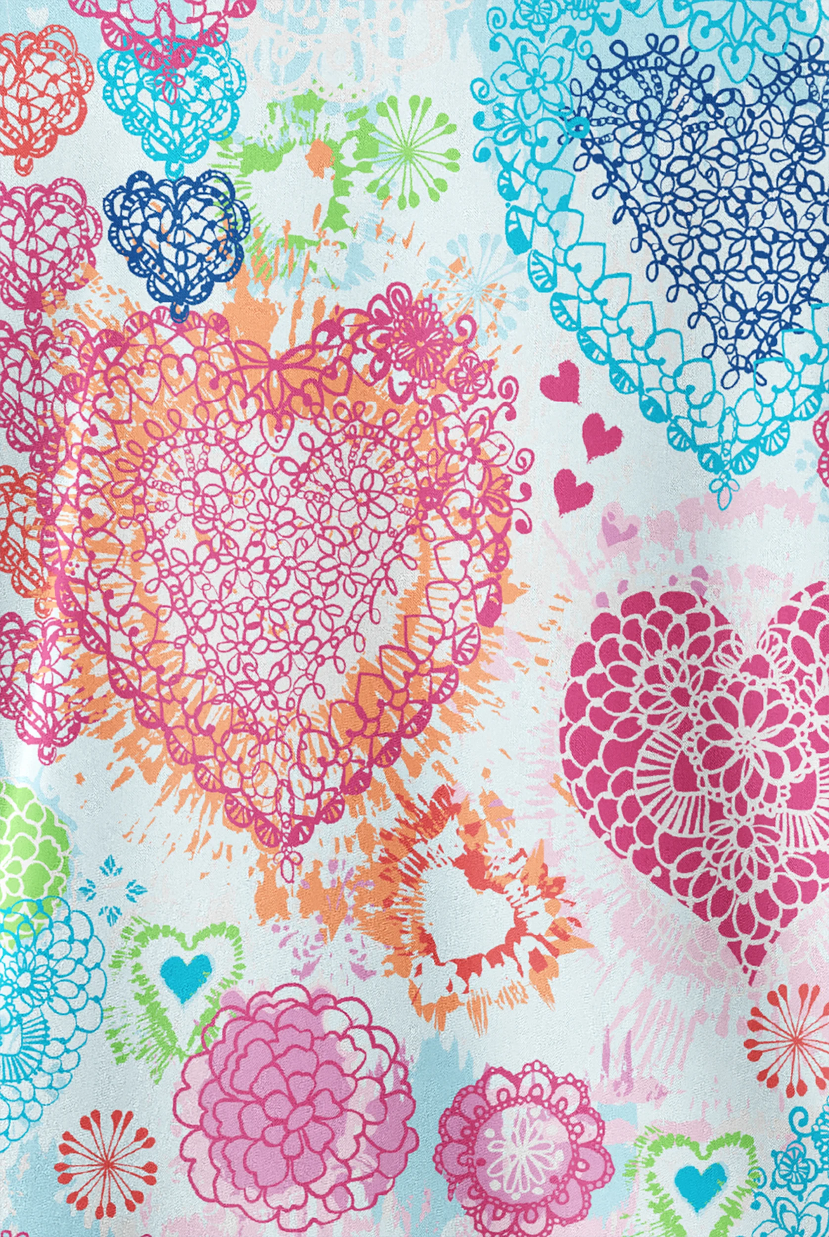 Easy STRETCH Ornate Hearts Women's 2-Pocket V-Neck Print Scrub Top