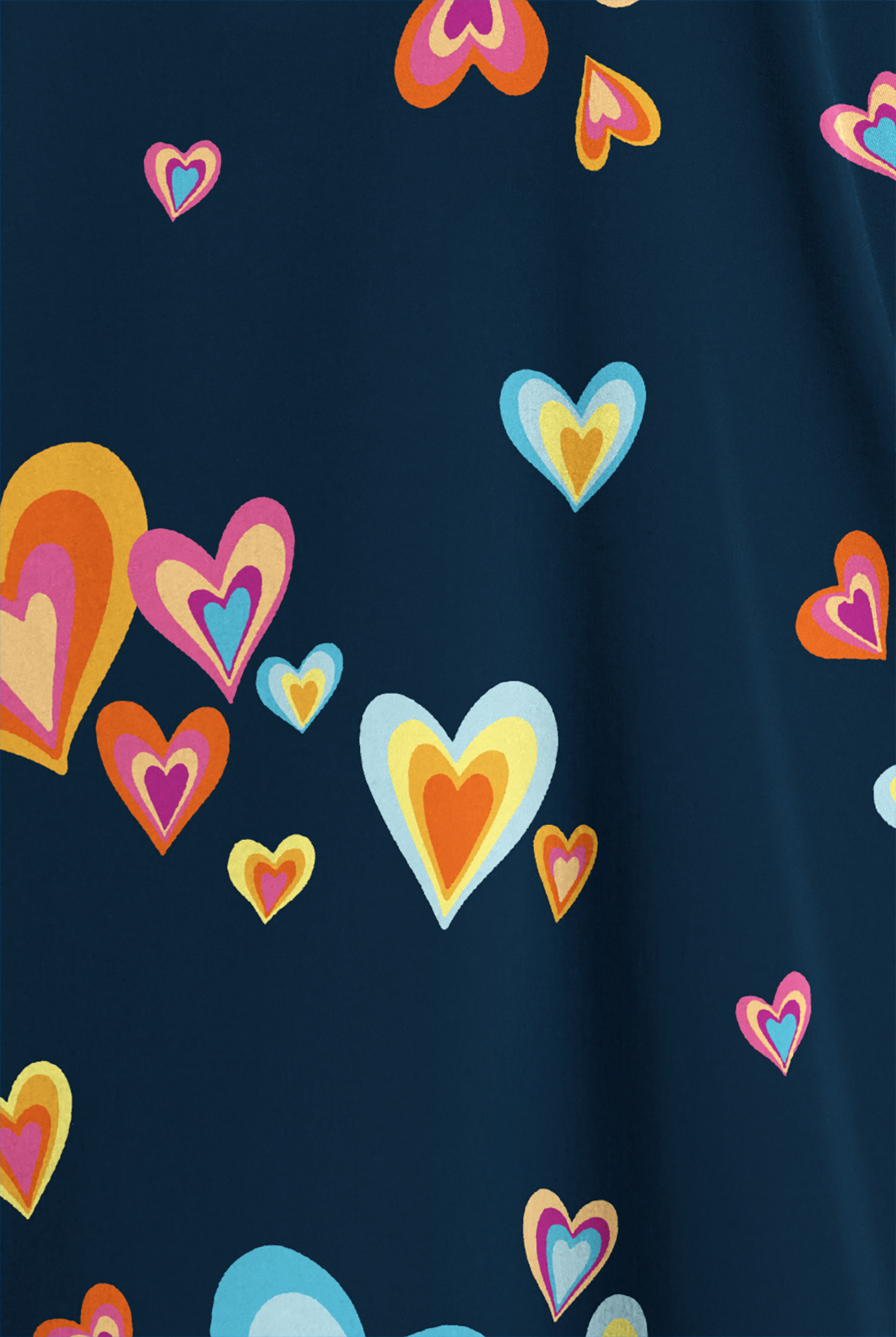 Butter-Soft STRETCH Pop Heart Navy Women's 2-Pocket Oversized Dolman Sleeve Print Scrub Top