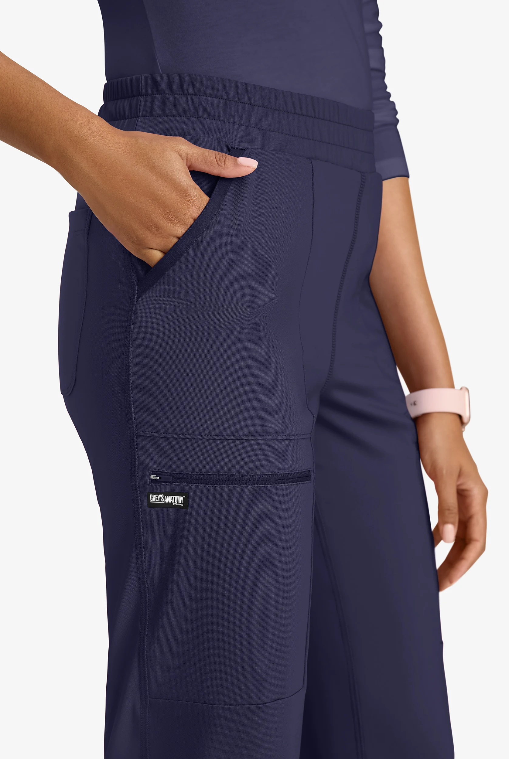 Pantal&oacute;n m&eacute;dico Grey's Anatomy by Barco Spandex Knit Momentum STRETCH Petite estilo cargo con 6 bolsillos para mujer
