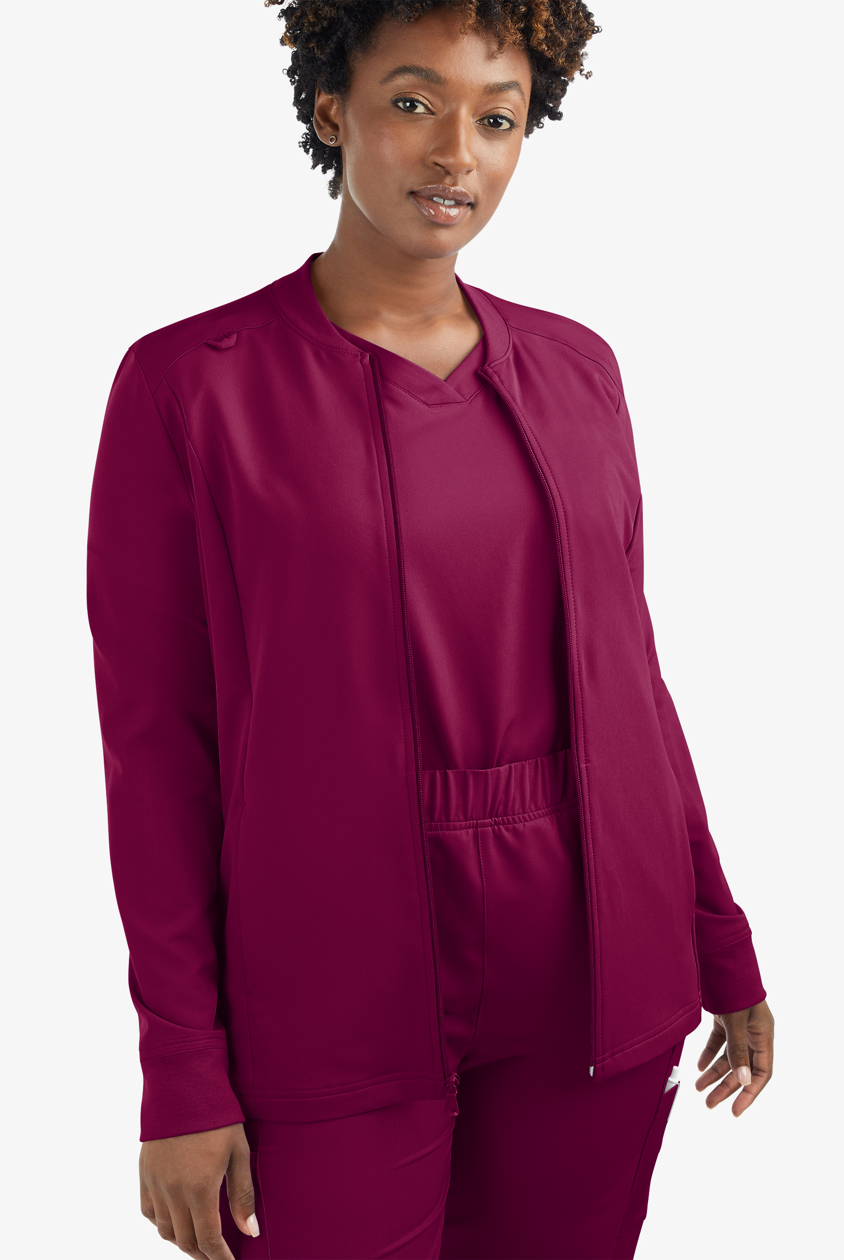 Chaqueta médica manga larga ReSurge Quartz con 6 bolsillos y cremallera para mujer