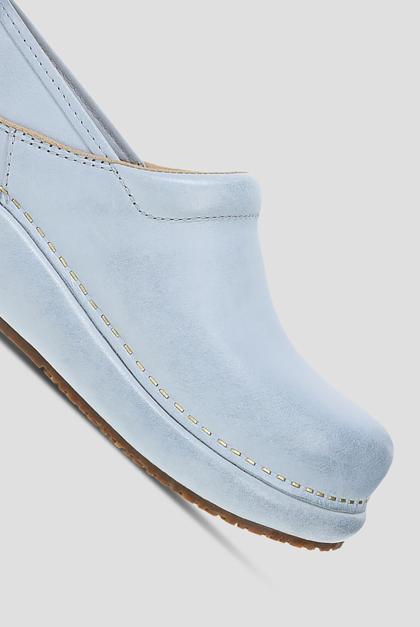 Dansko Women's Platform Pro Slip-Resistant Sky Distressed Leather Clogs