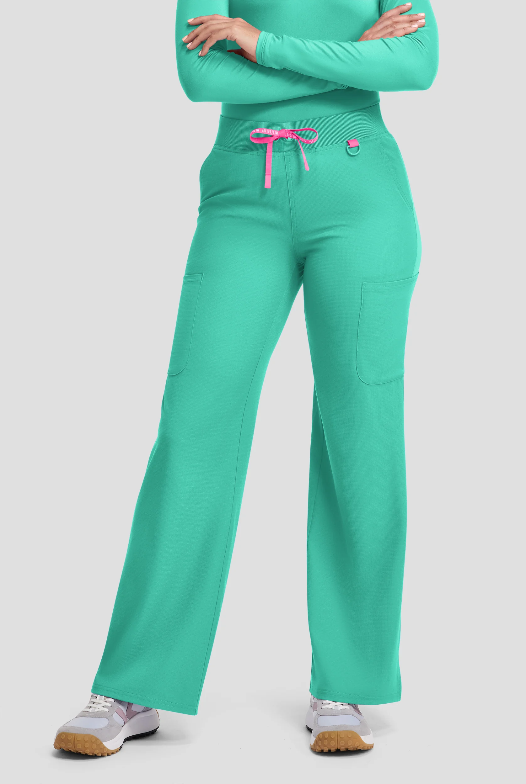 Med Couture Amp Women's 5-Pocket STRETCH High-Rise Wide Leg Cargo Scrub Pant