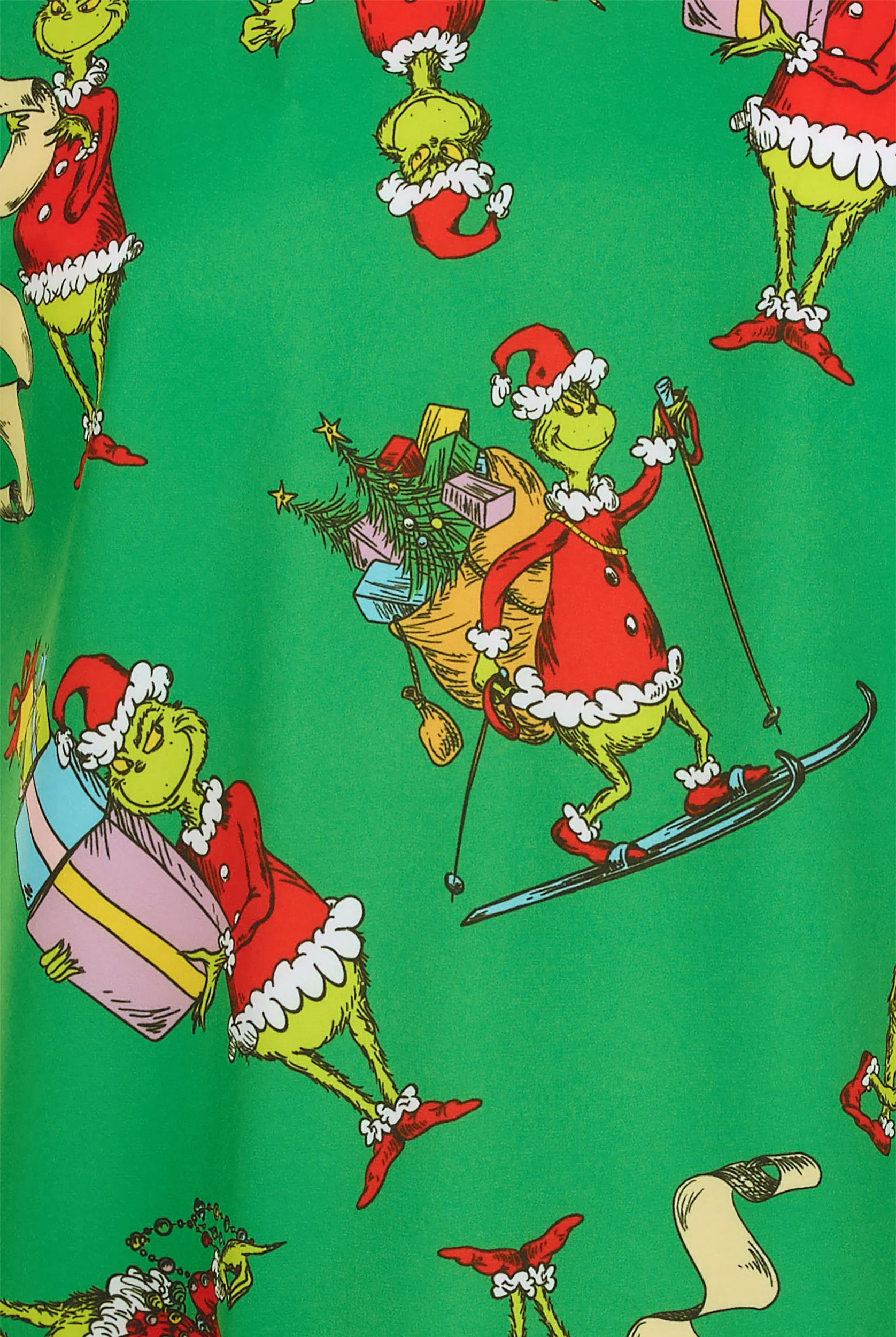 Dr. Seuss The Grinch Christmas by Funscrubs Women's 2-Pocket STRETCH V-Neck Print Scrub Top