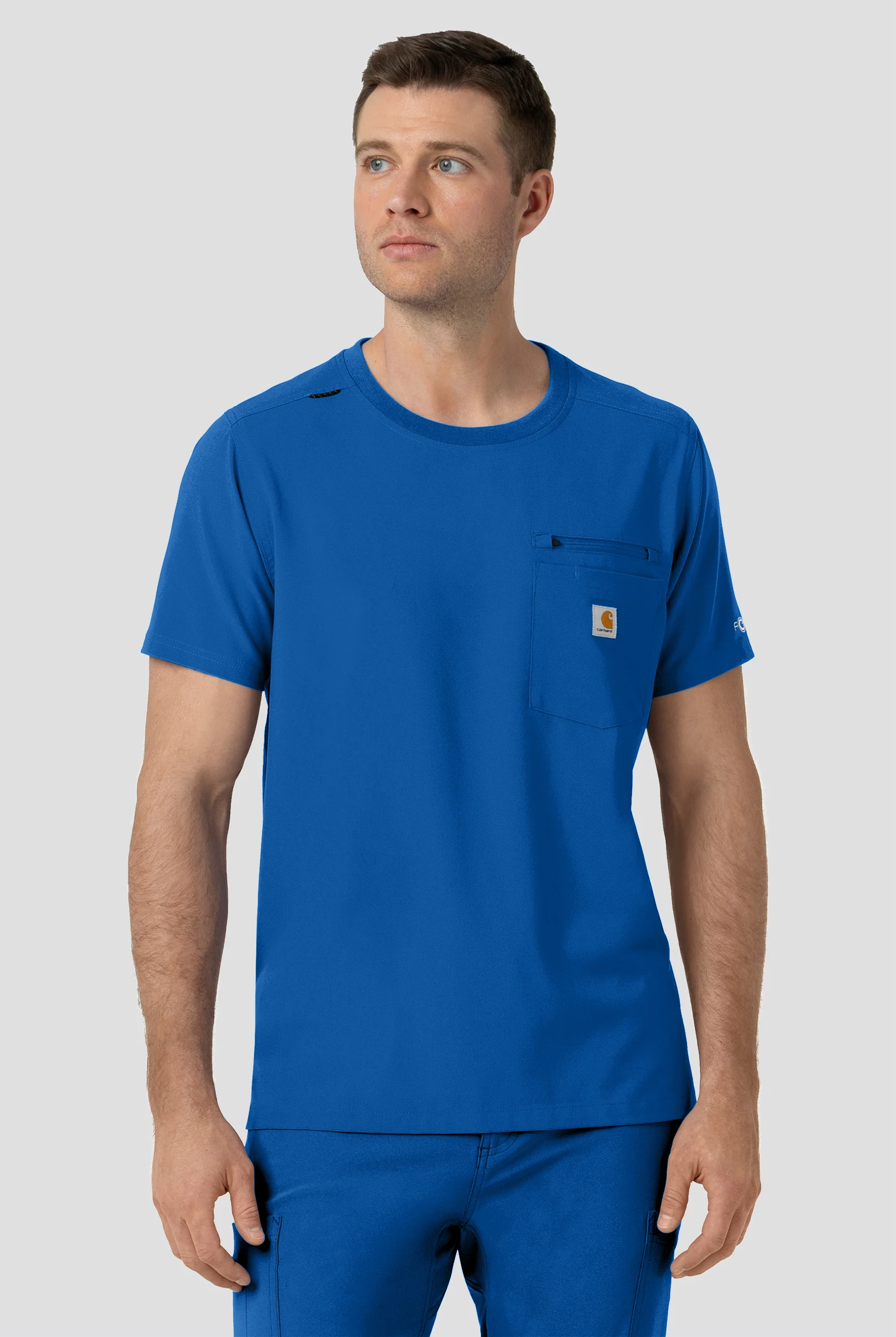 Camisa m&eacute;dica Carhartt Cross-Flex Force STRETCH con cuello redondo y 2 bolsillos para hombre