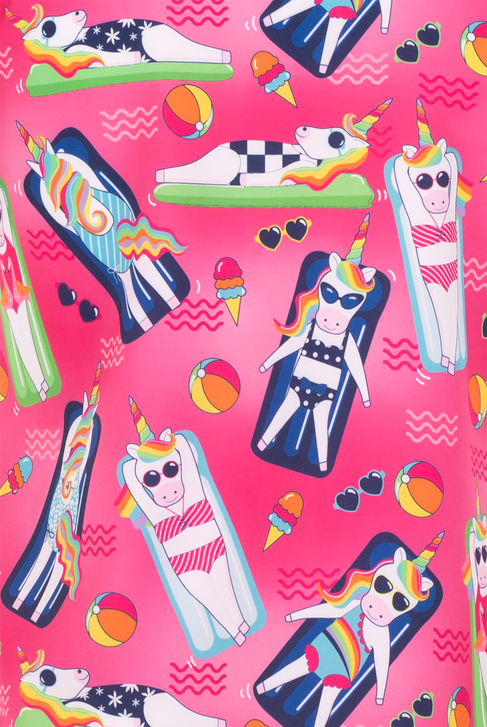 Zavate Ava Therese Poolside Unicorns Women's 2-Pocket STRETCH V-Neck Print Scrub Top