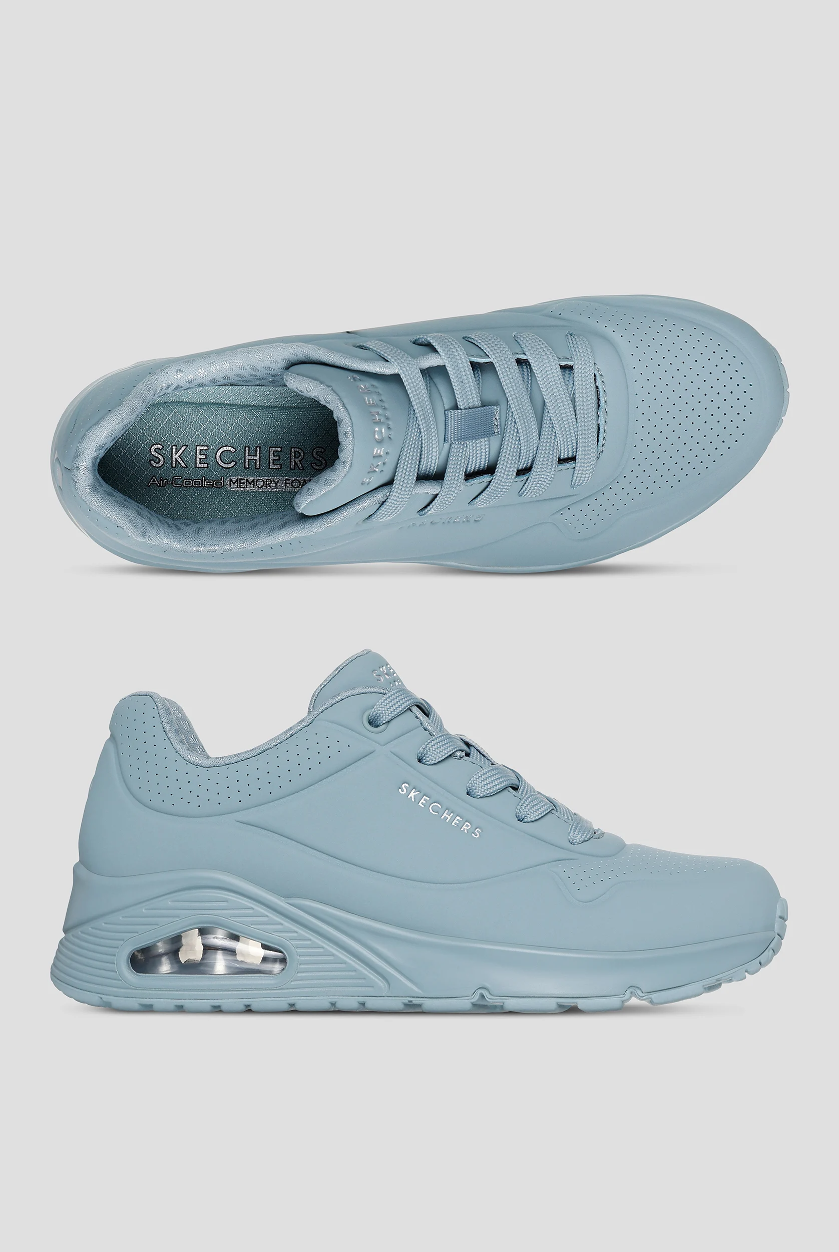 Skechers Street UNO - Stand On Air Gray Blue Athletic Lace Up Shoes
