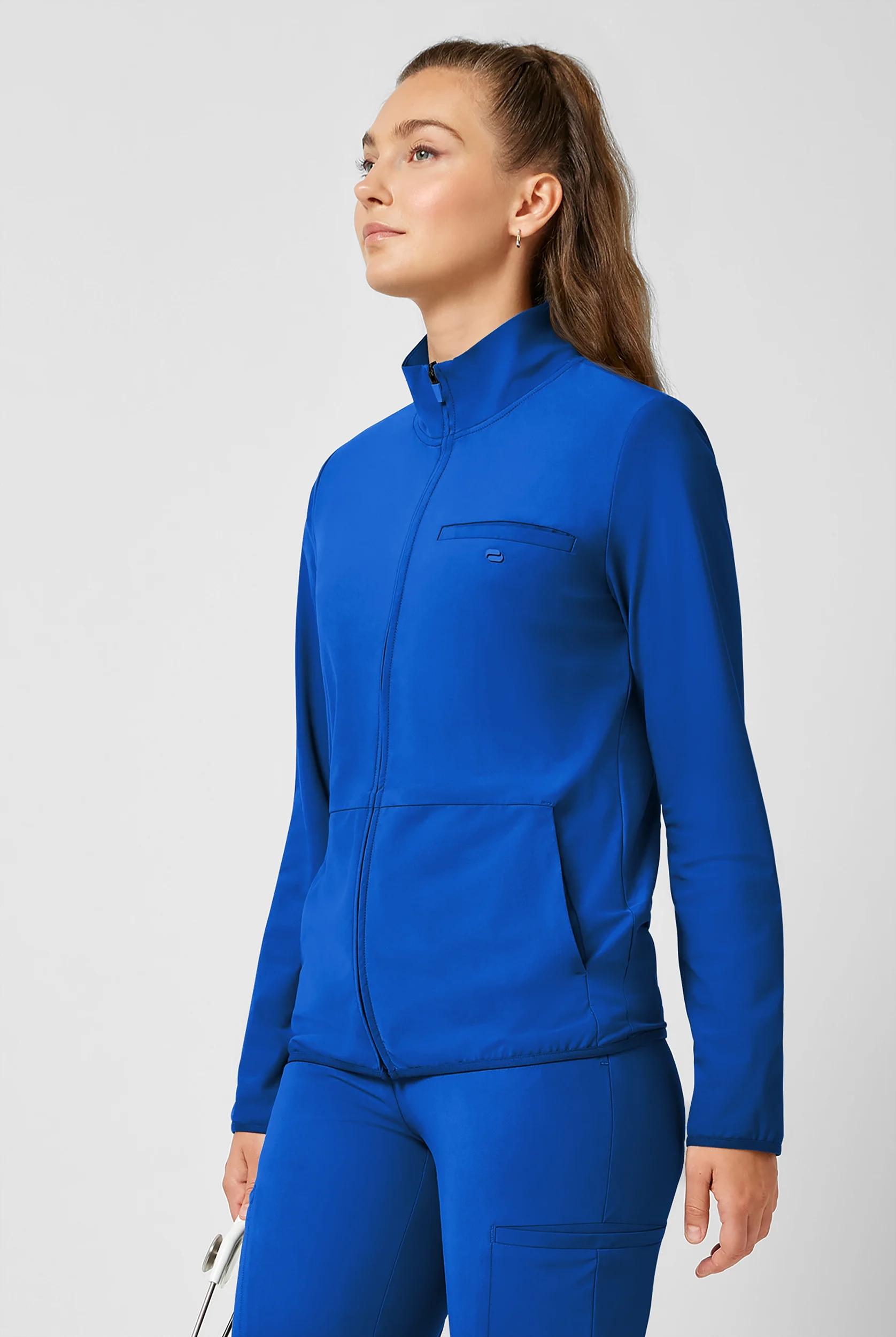 Infinity Pursuit Women's 3-Pocket STRETCH Front Zip Warm-Up Scrub Jacket