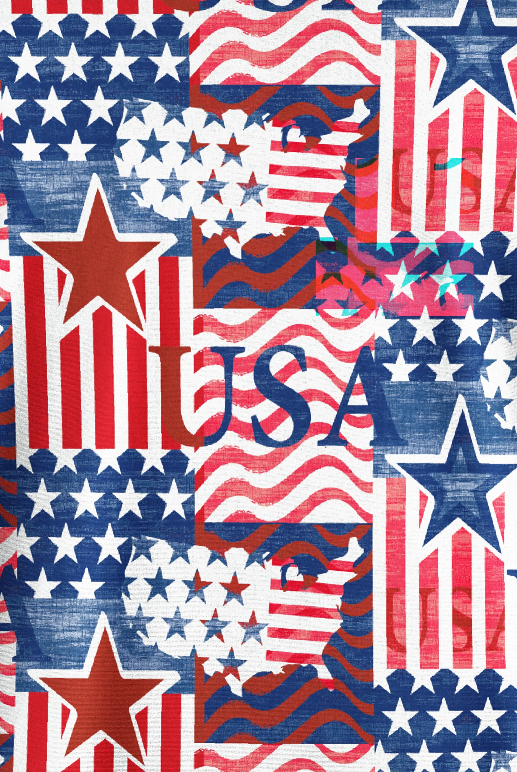 Butter-Soft Originals Happy Fourth Navy Women's 2-Pocket Classic Fit V-Neck Print Scrub Top