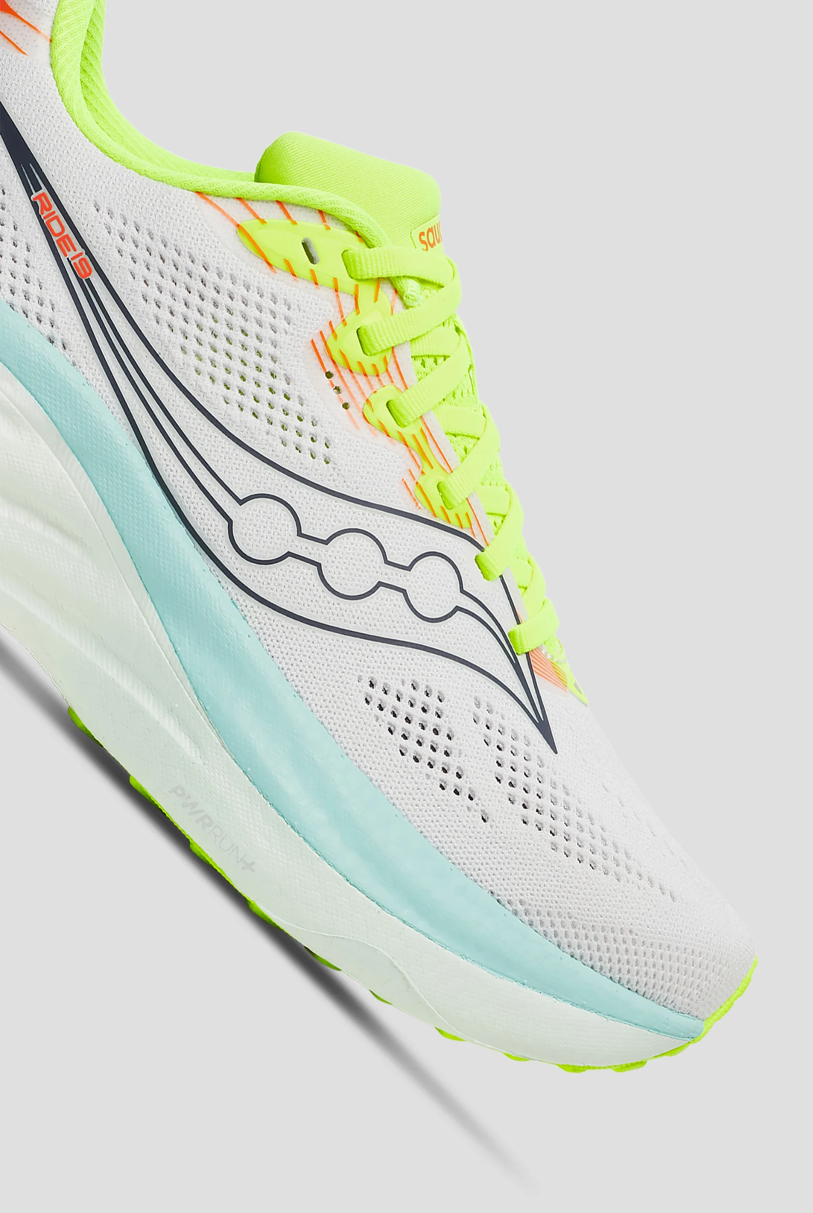 Saucony Women's Ride 19 White / Splash Athletic Lace Up Shoes