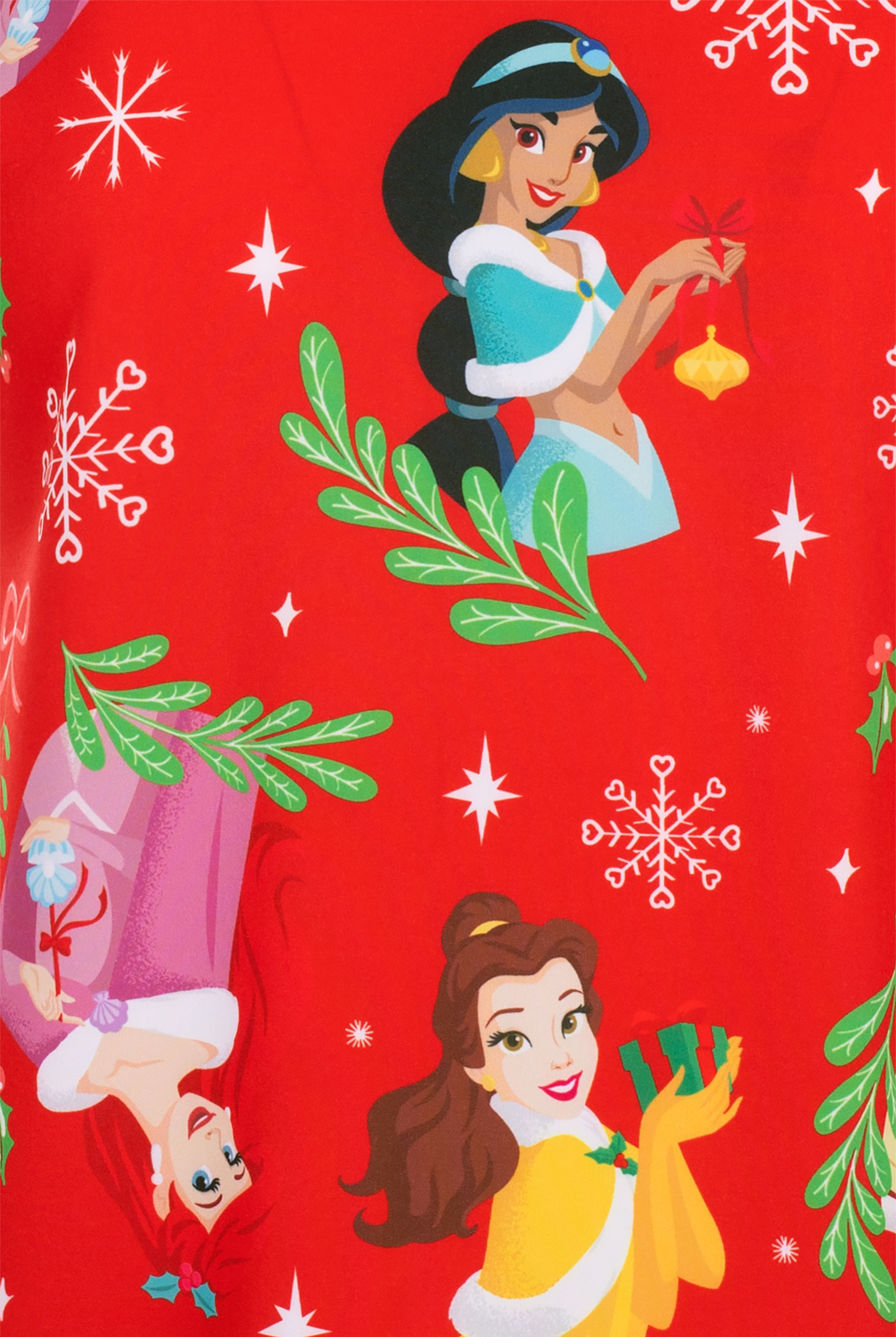 Disney Princesses Christmas by Funscrubs Women's 2-Pocket STRETCH V-Neck Print Scrub Top