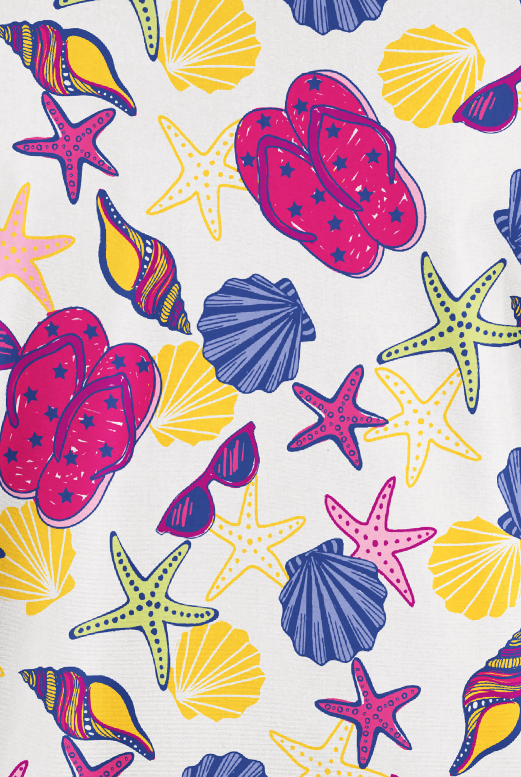 Butter-Soft Originals White Walk On The Beach Women's 2-Pocket V-Neck Print Scrub Top