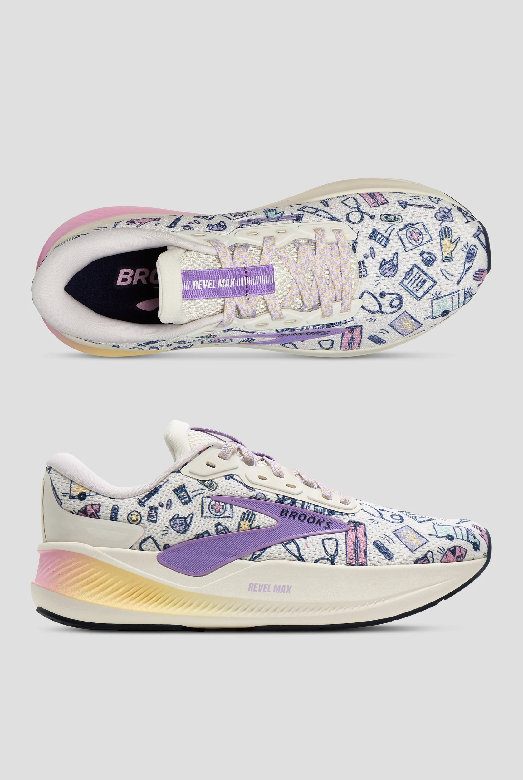 Brooks Women's Revel Max Whisper/Orchid/Lavender Athletic Lace Up Shoes