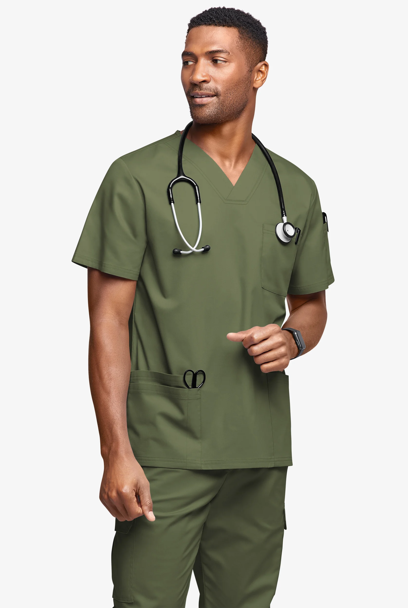 Butter-Soft STRETCH Men's 6-Pocket V-Neck Scrub Top