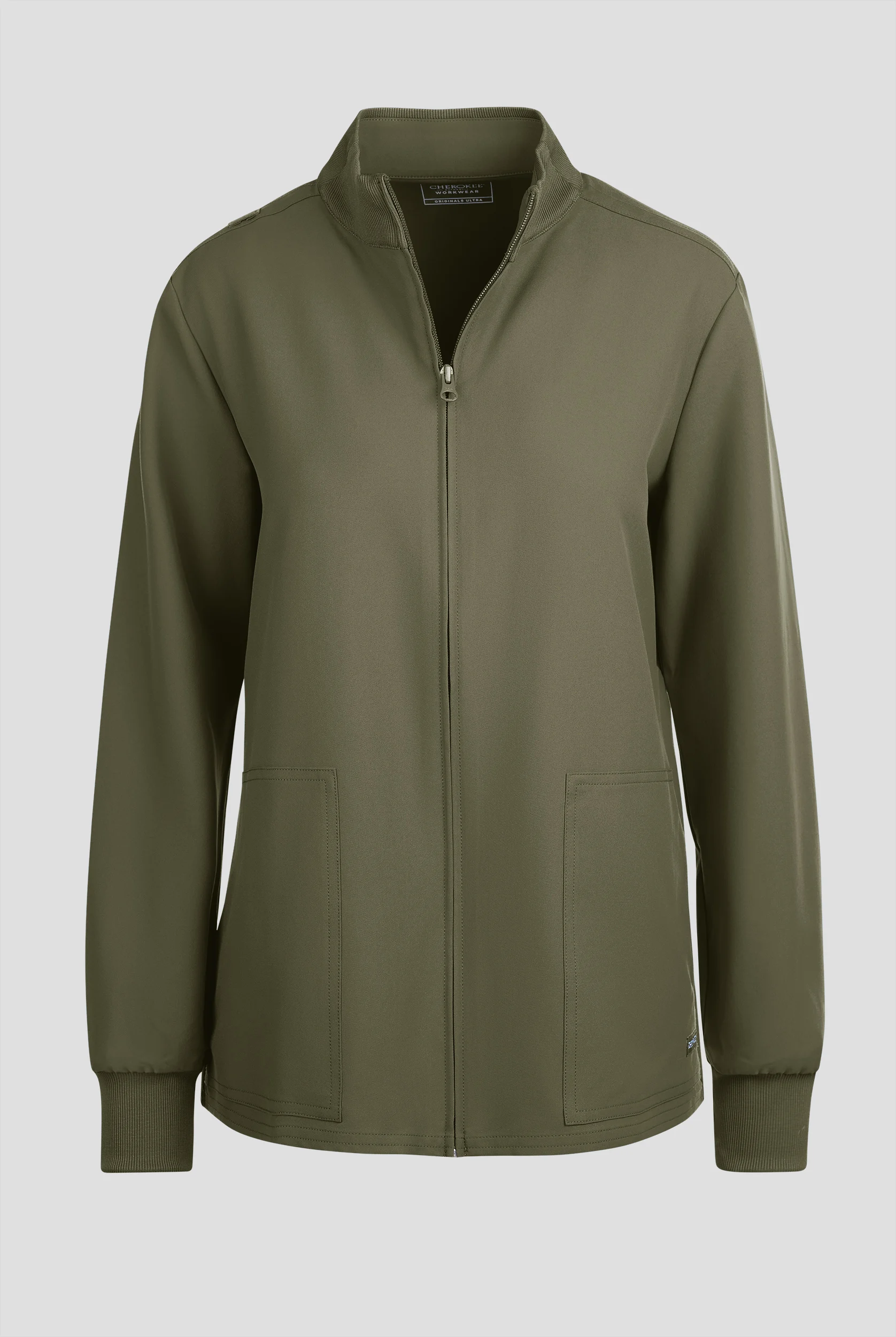 Cherokee Workwear Originals Ultra Women's 2-Pocket Crew Neck Zip Front Scrub Jacket