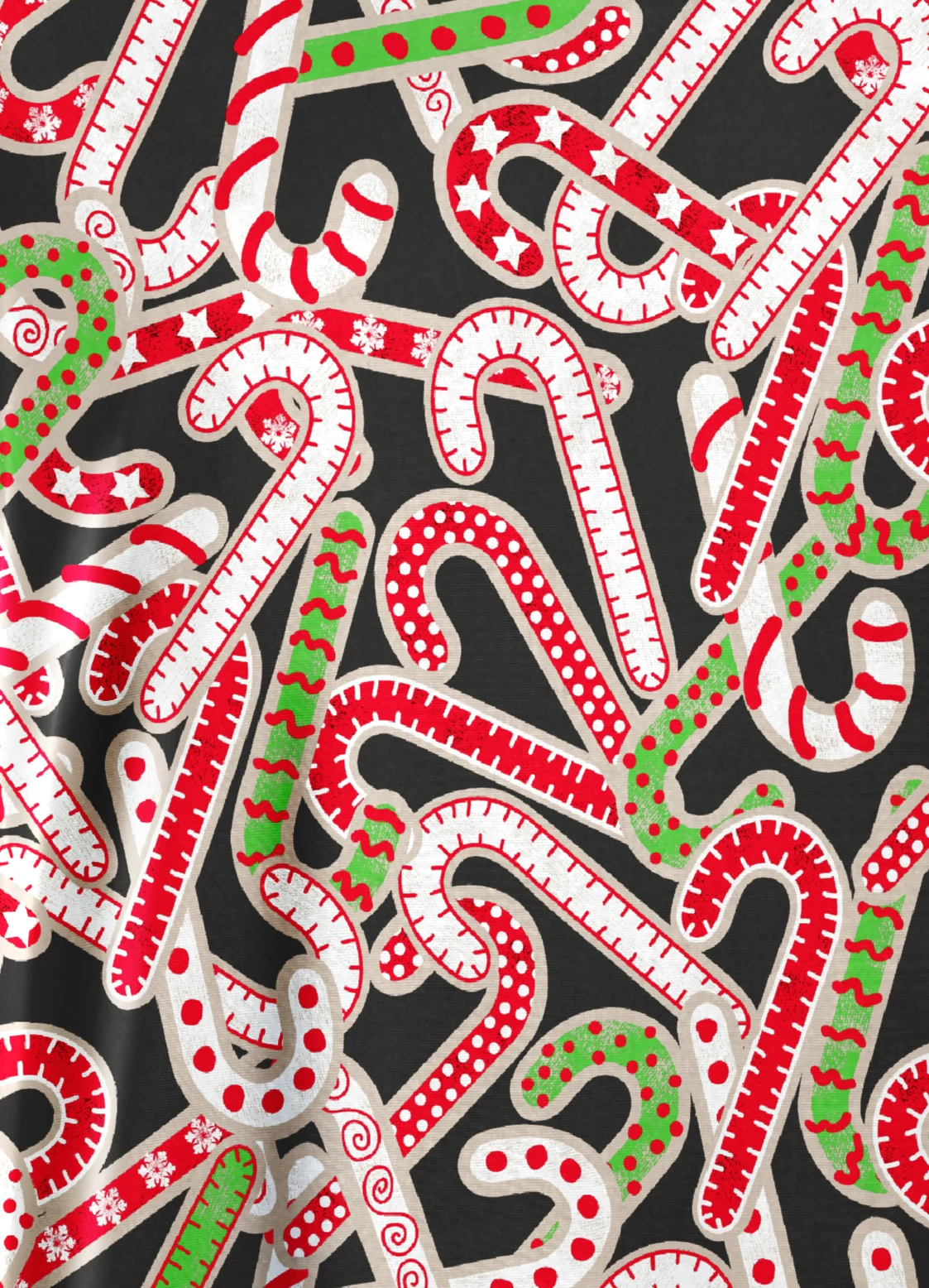 Blusa médica estampada Strictly Scrubs STRETCH Noel Candy Canes con cuello en V redondeado y 4 bolsillos para mujer