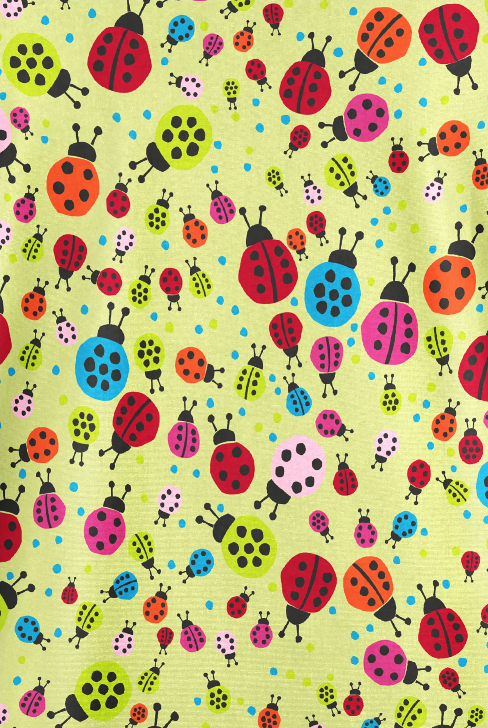 Butter-Soft Originals Ladybug Party Cool Matcha Women's 2-Pocket V-Neck Print Scrub Top