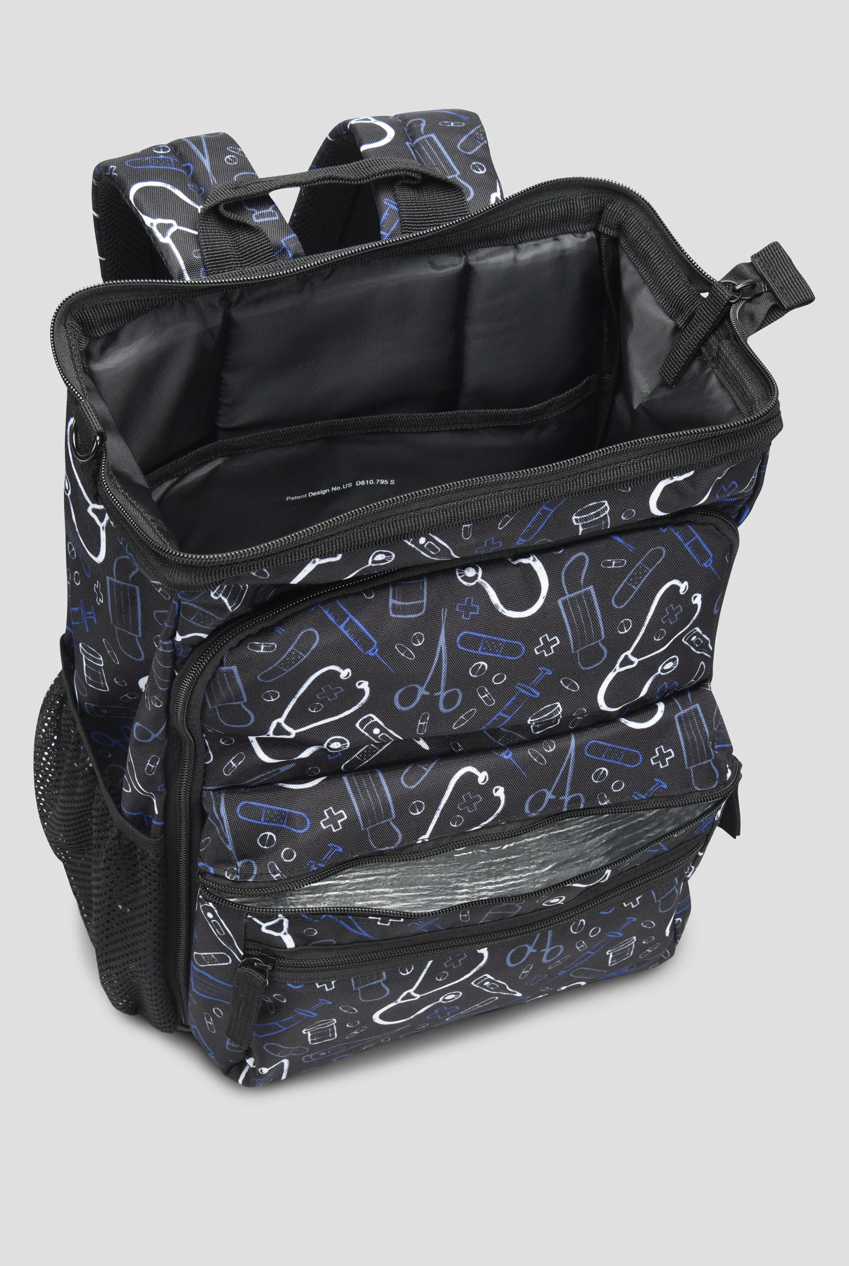 Nurse Mates Black Medical Pattern Women's Nursing Backpack