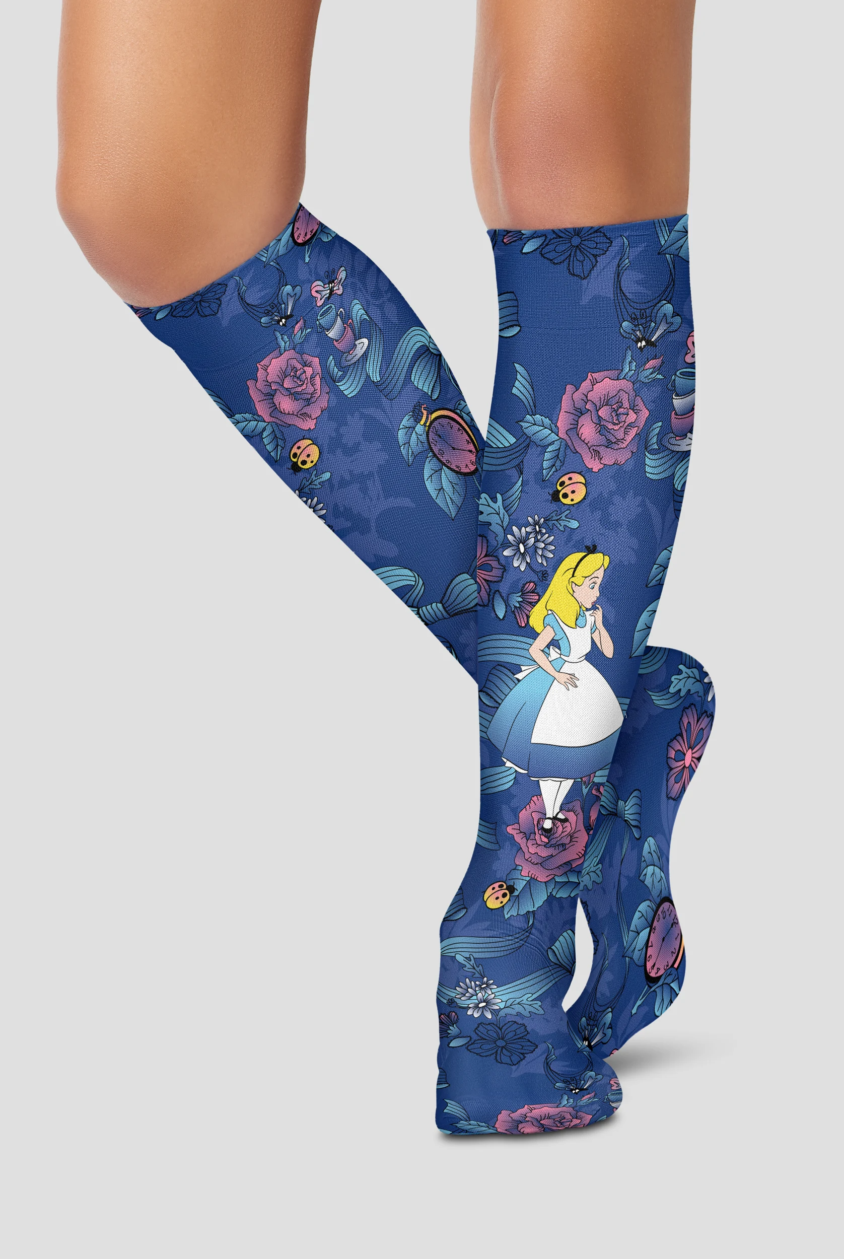 Tooniforms Alice's Tea Party Women's 8-15 mmHg Light Compression Socks