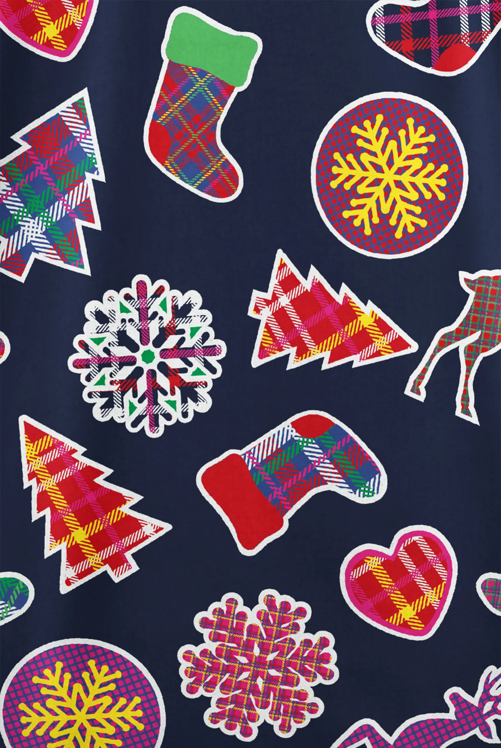 Butter-Soft Originals Christmas Tartan Navy Women's 2-Pocket V-Neck Print Scrub Top