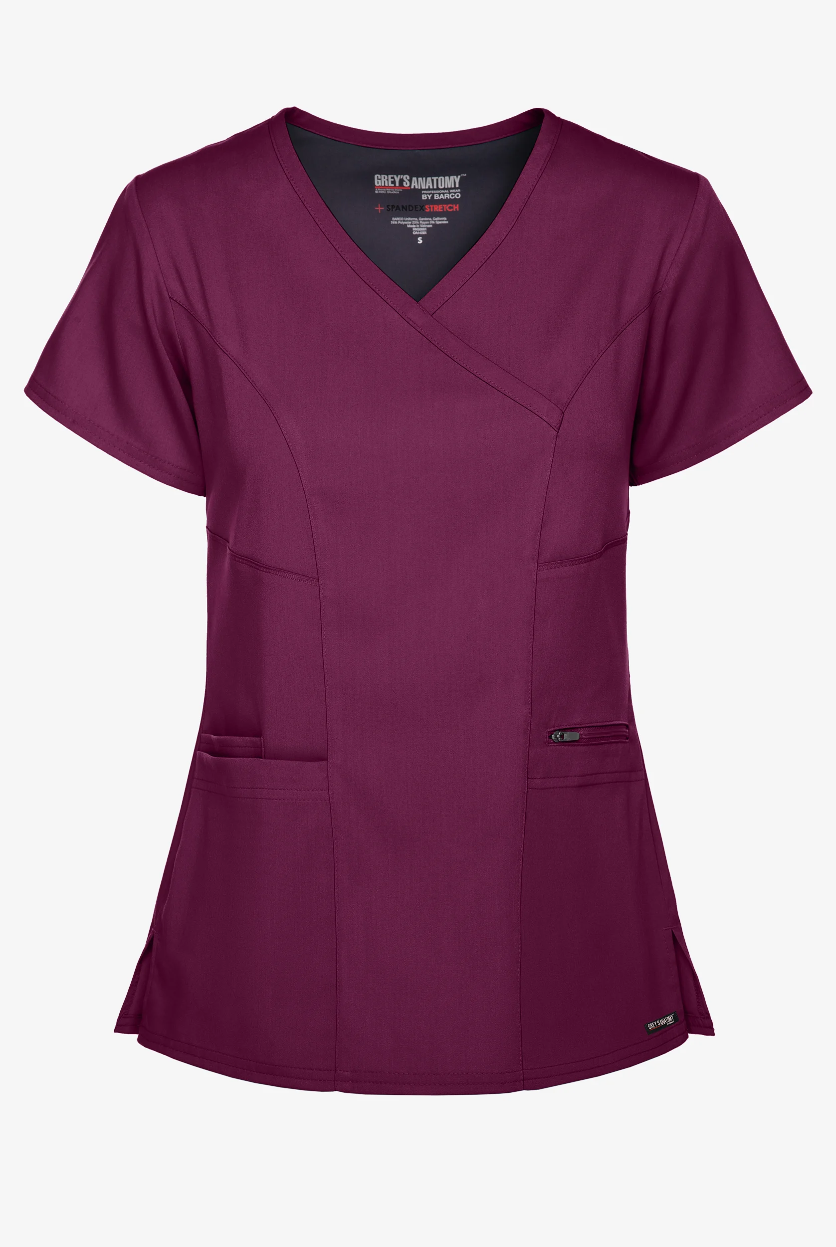 Grey's Anatomy by Barco Spandex STRETCH Kim Women's 3-Pocket Mock Wrap Scrub Top