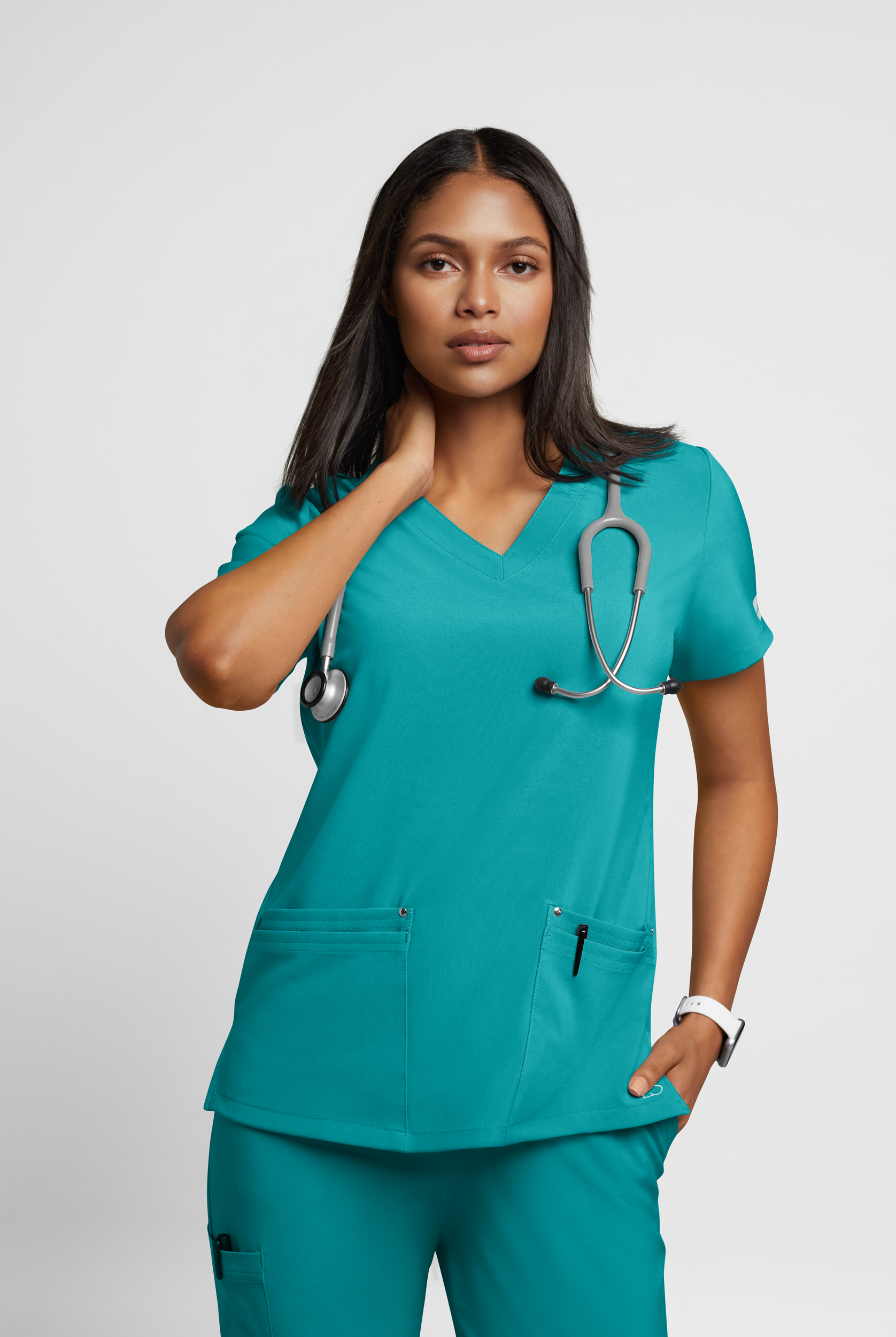 Easy STRETCH Lina Mitered Women's 4-Pocket V-Neck Scrub Top