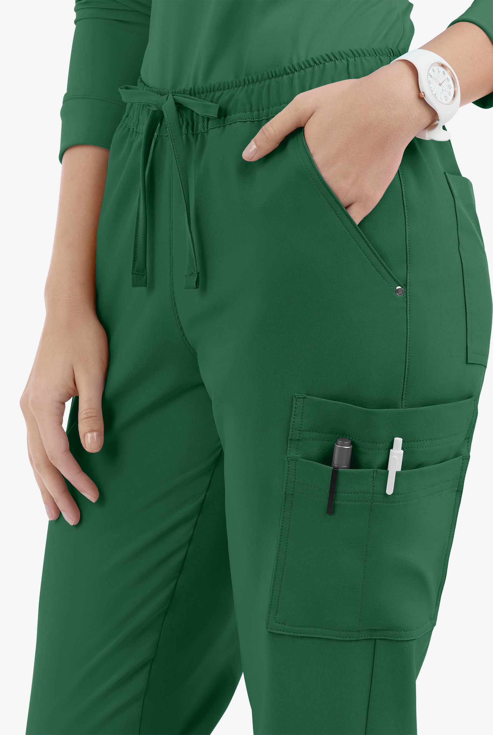 Pantalón médico Easy STRETCH Halle estilo jogger con pierna fruncida y 9 bolsillos para mujer