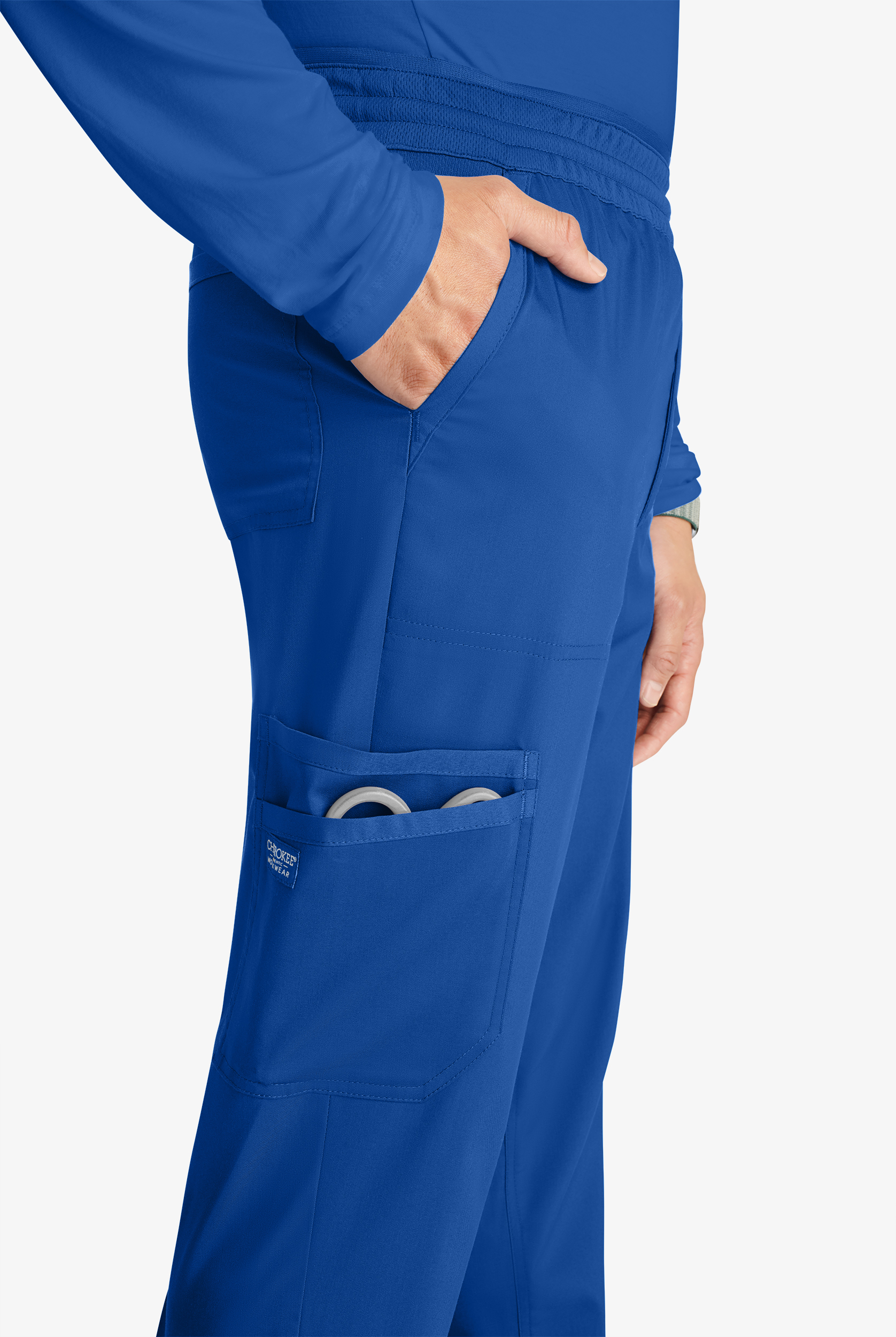 Cherokee Workwear Revolution Men's 5-Pocket STRETCH Mesh Waistband Cargo Jogger Scrub Pants