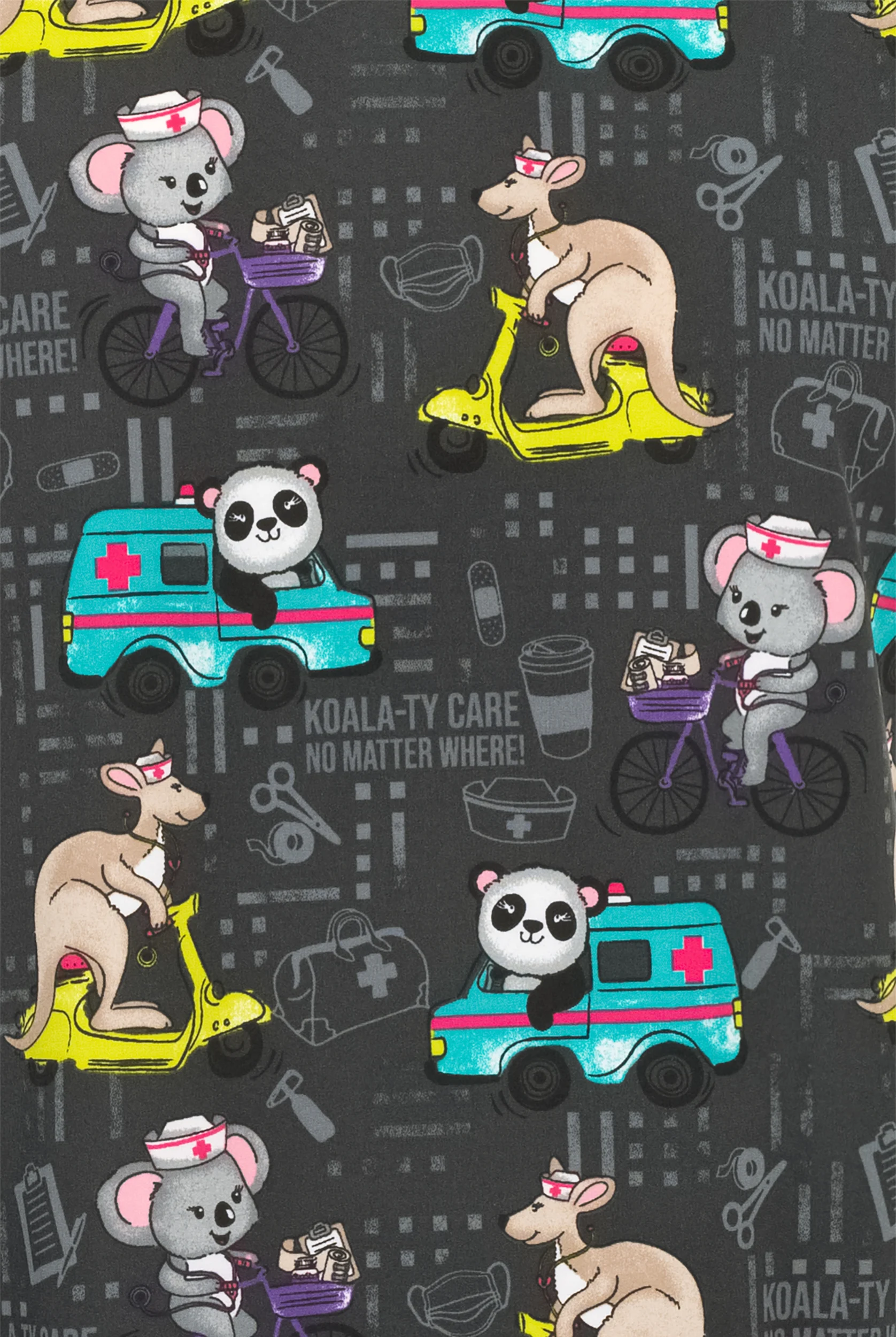 Cherokee On The Go Care Women's 2-Pocket STRETCH V-Neck Print Scrub Top