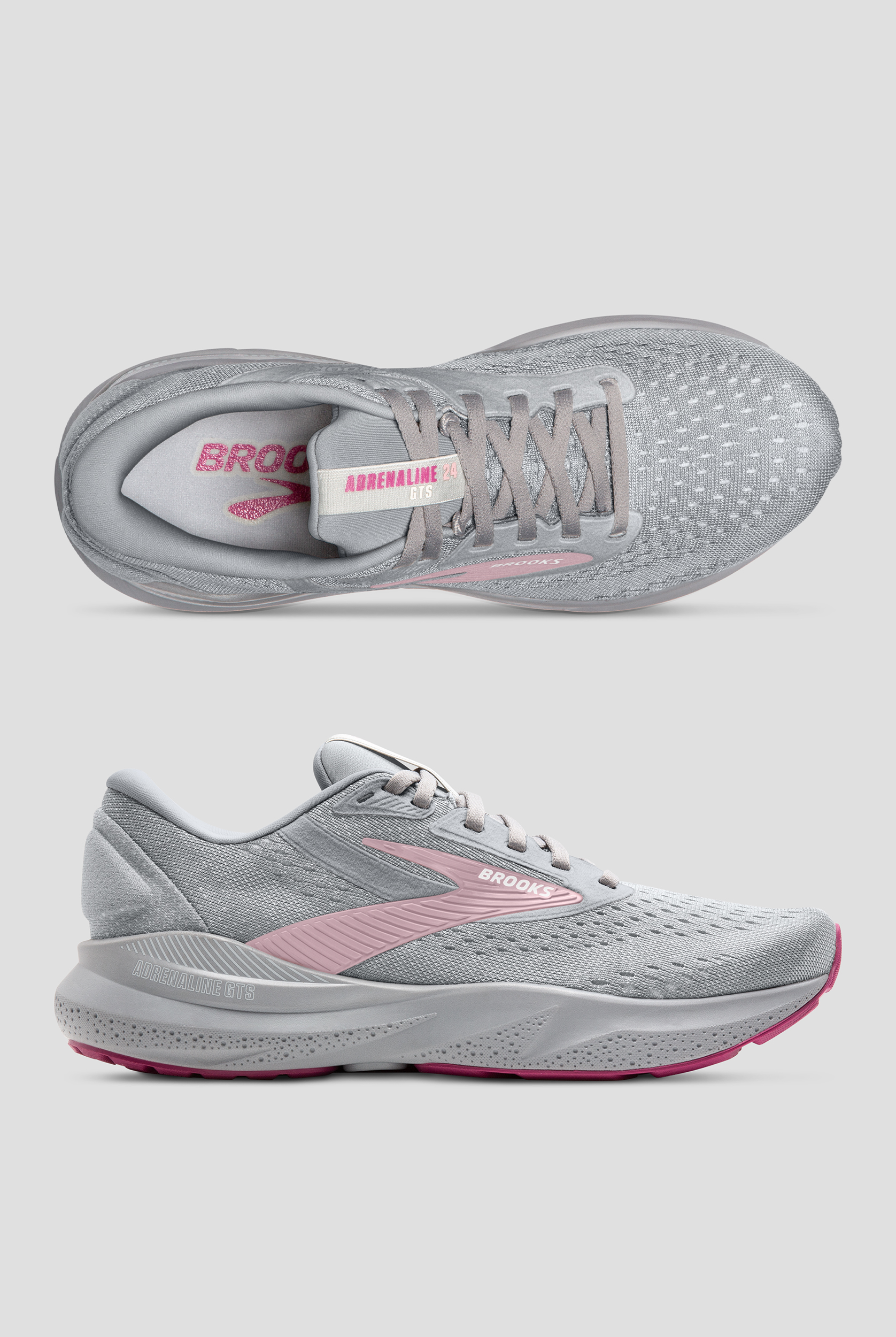 Zapatillas deportivas de enfermería Brooks Adrenaline GTS 24 Alloy/White/Zephyr con cordones para mujer