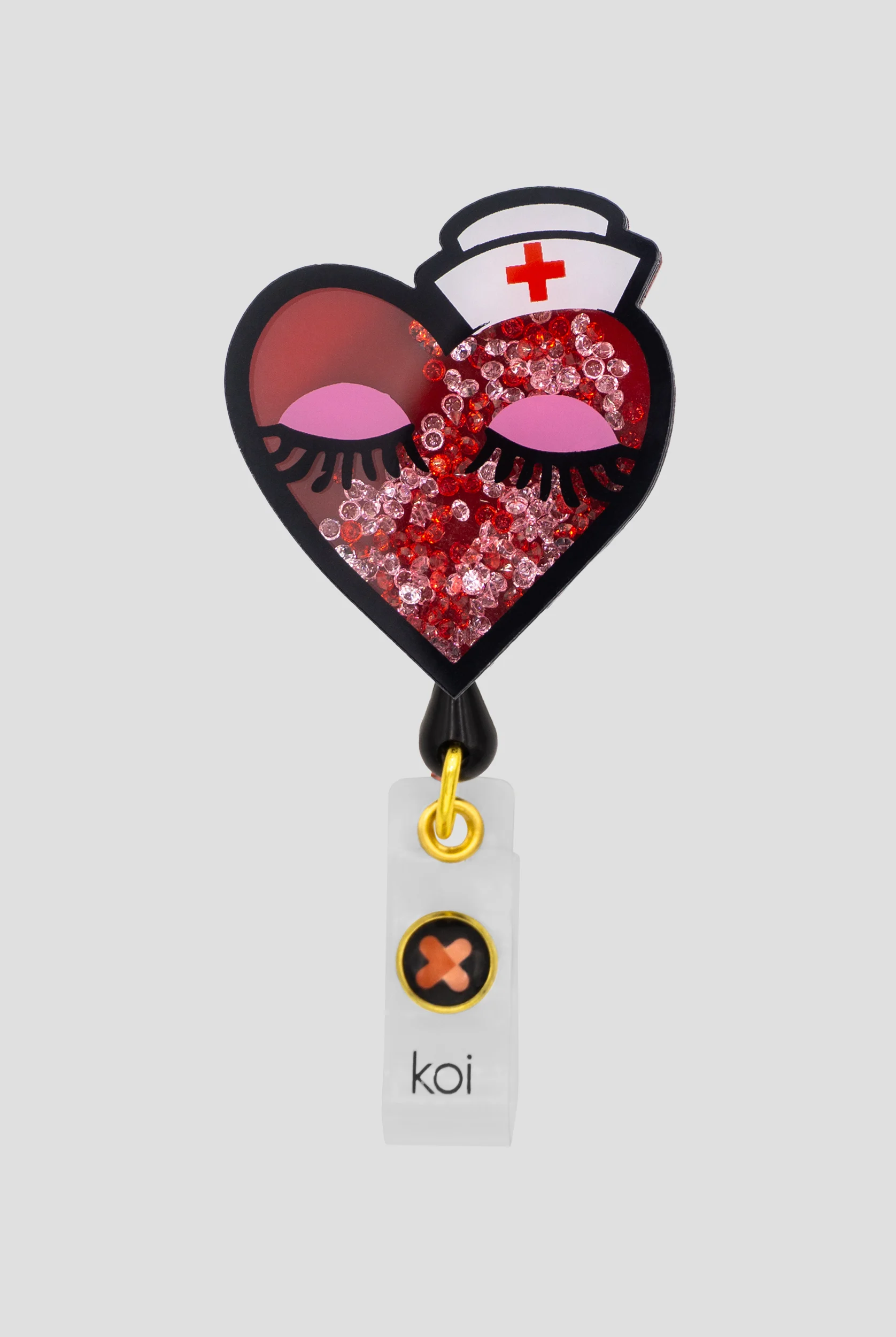 koi Nurse Heart Shaker ID Badge Holder