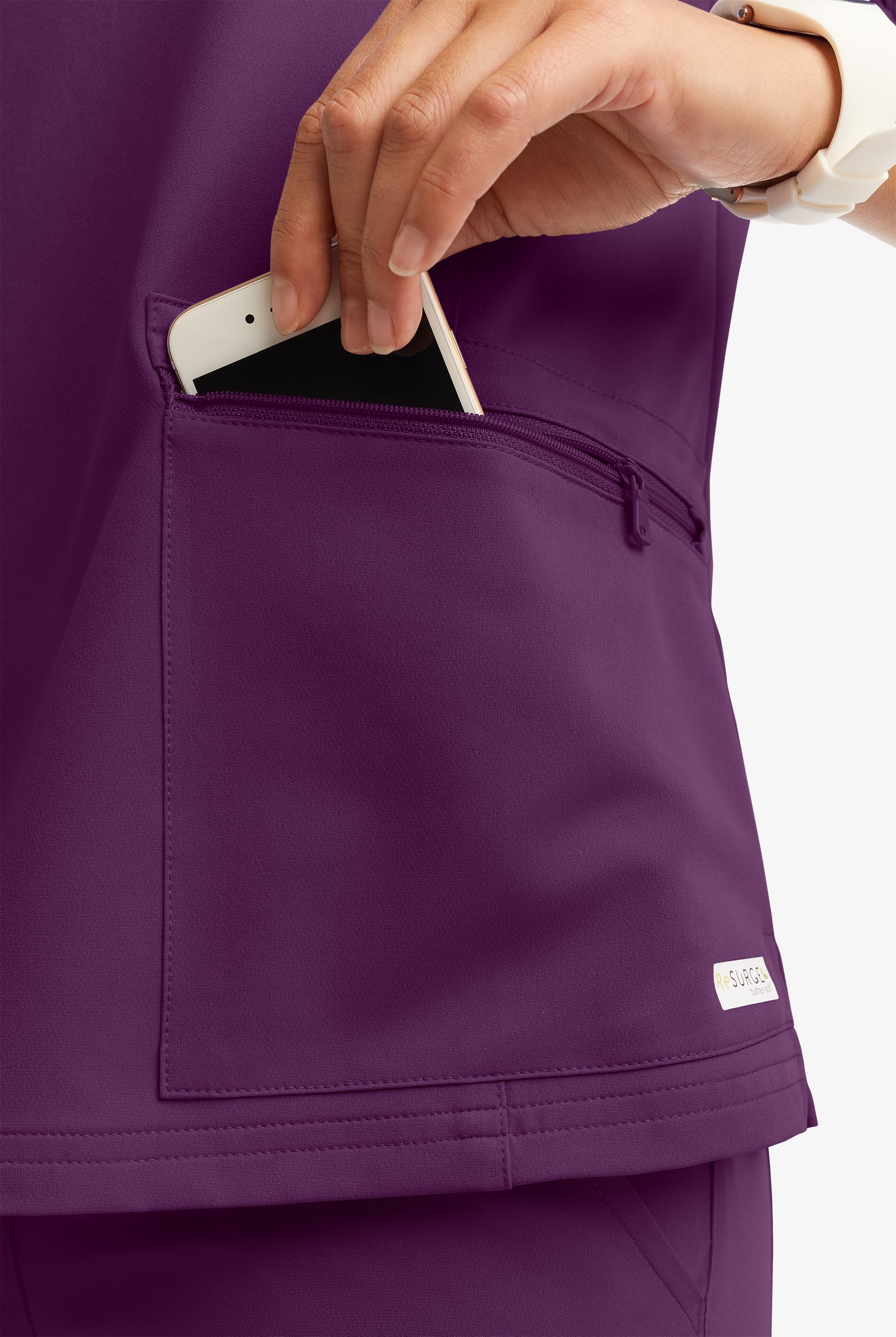 Butter-Soft Women's 5-Pocket Zipper Neck Short Sleeve Scrub Top **Slightly IRREGULAR**