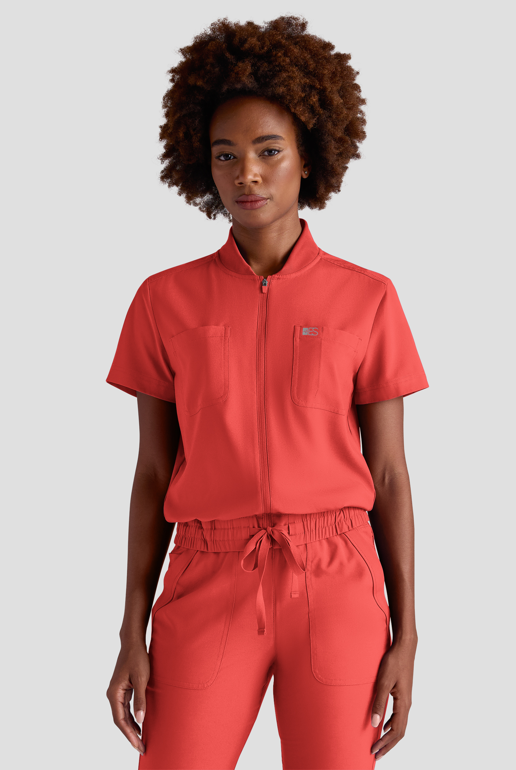 Easy STRETCH Nika Women's Zip Front Scrub Top&ndash; 2-Piece Jumpsuit Top