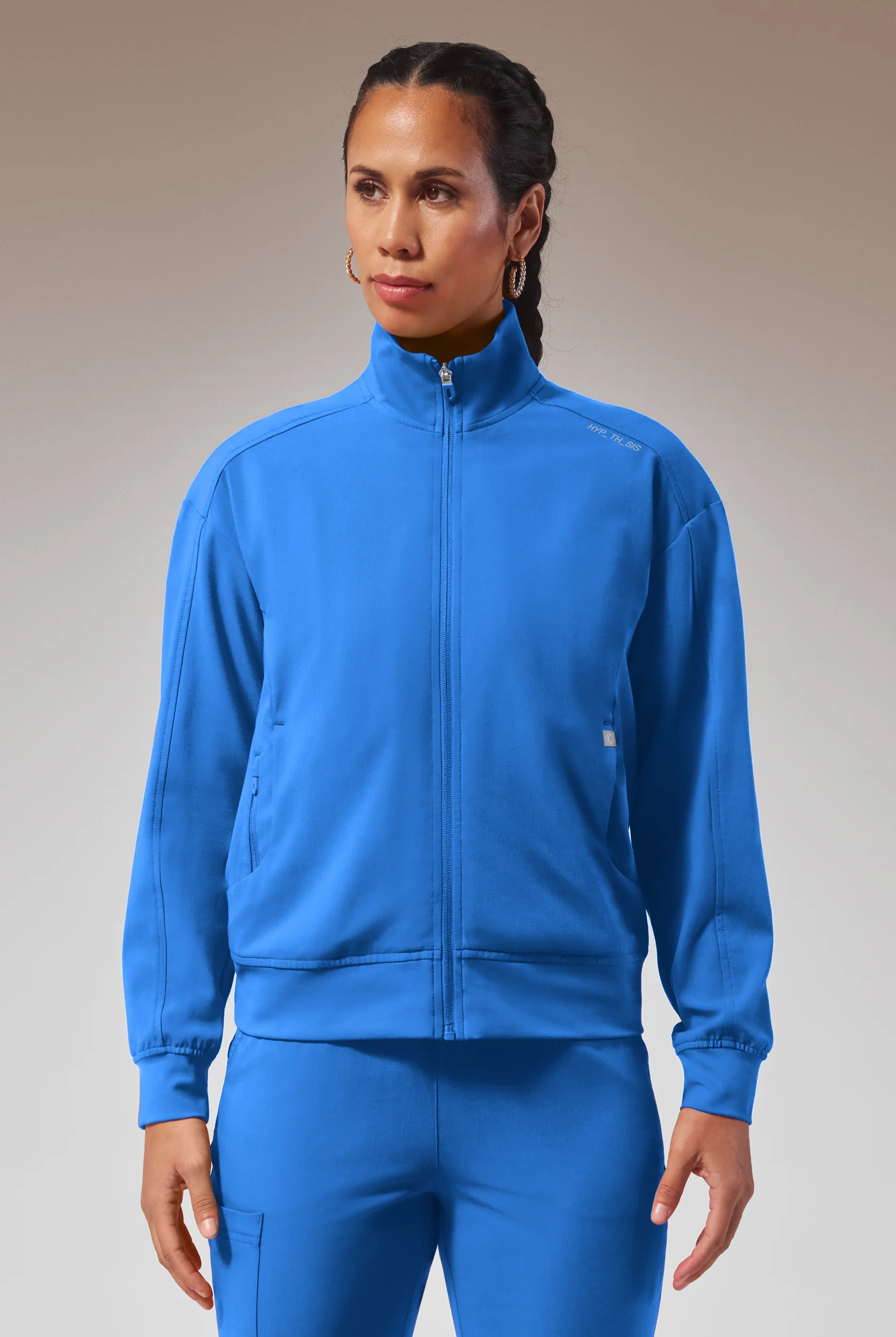 Hypothesis Base Women's 3-Pocket Relaxed Fit Zip Front Scrub Jacket
