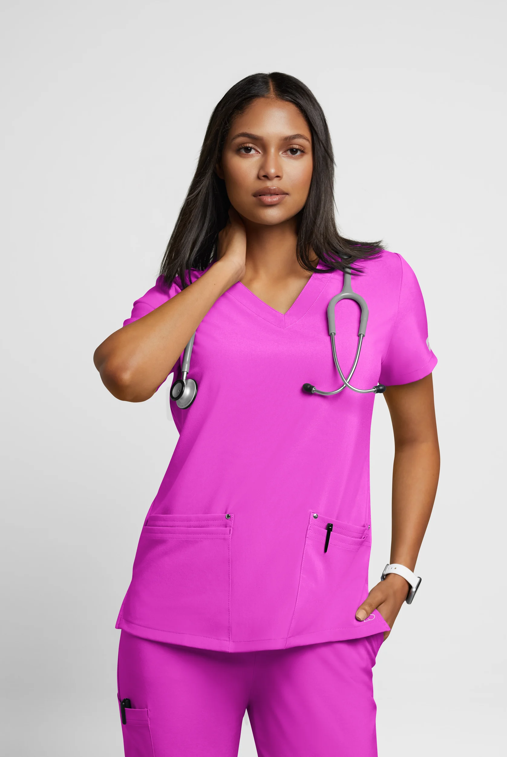Easy STRETCH Lina Mitered Women's 4-Pocket V-Neck Scrub Top