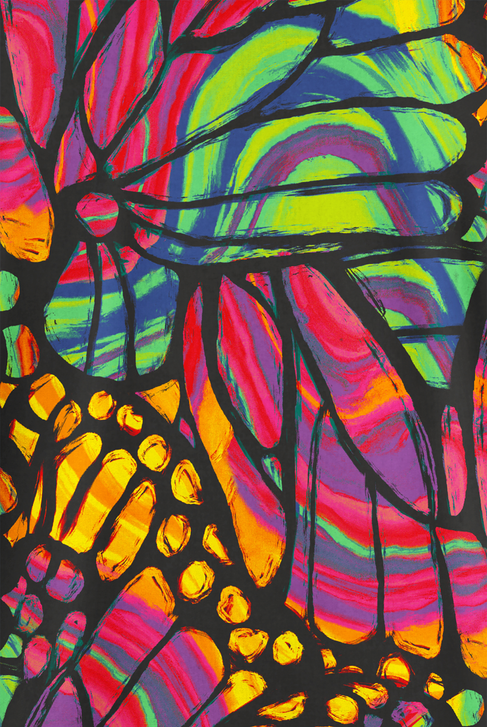 Butter-Soft Originals Kaleidoscope Butterflies Women's 2-Pocket Classic Fit V-Neck Print Scrub Top